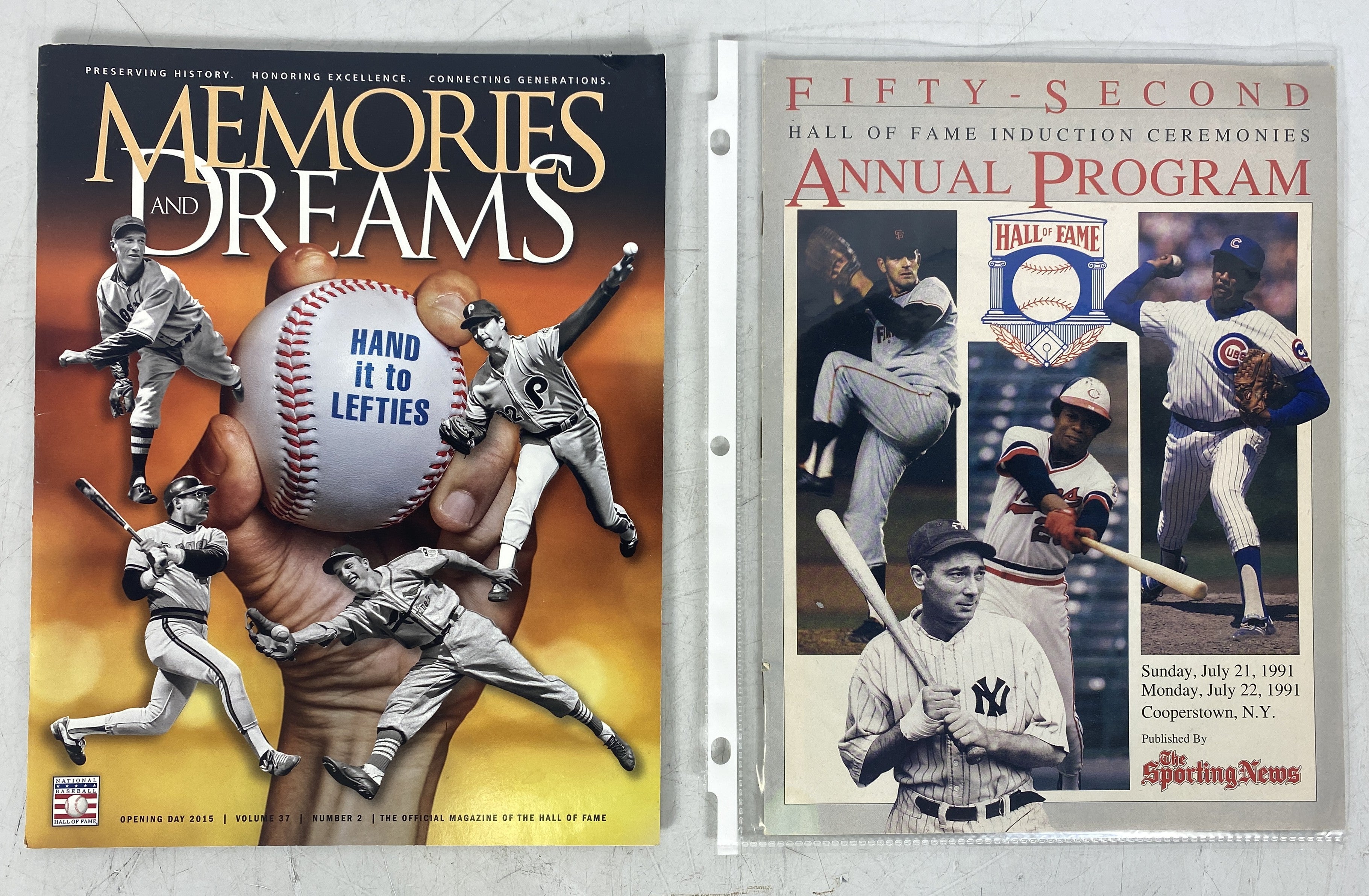 MLB Baseball Lot of 2 Hall of Fame Inductions 1991 and Opening Day 2015 Booklets