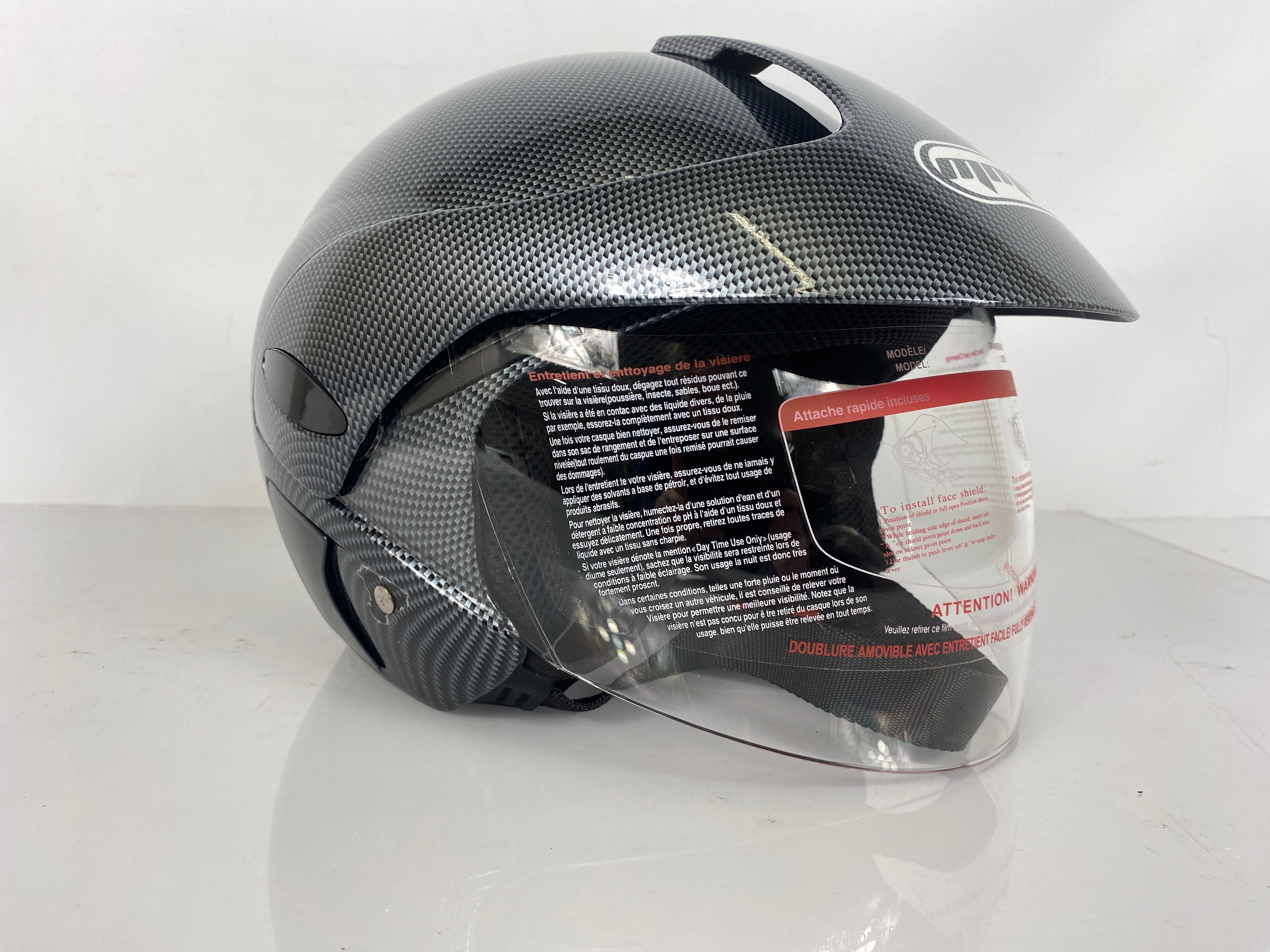 ModCycles Open Face MMG Helmet Carbon Fiber Size L