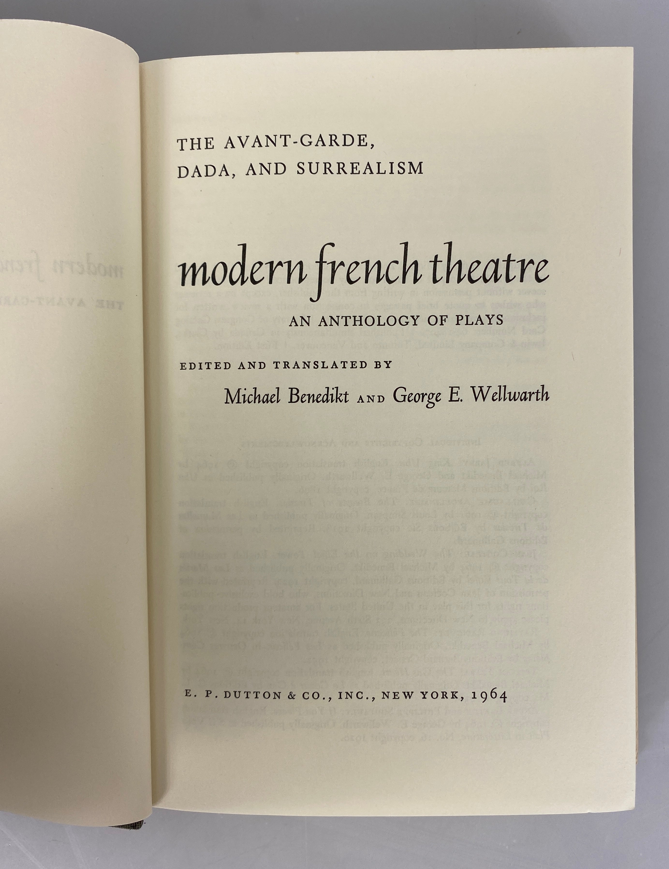 Modern French Theatre An Anthology of Plays Benedikt/Wellwarth 1st Ed HC DJ