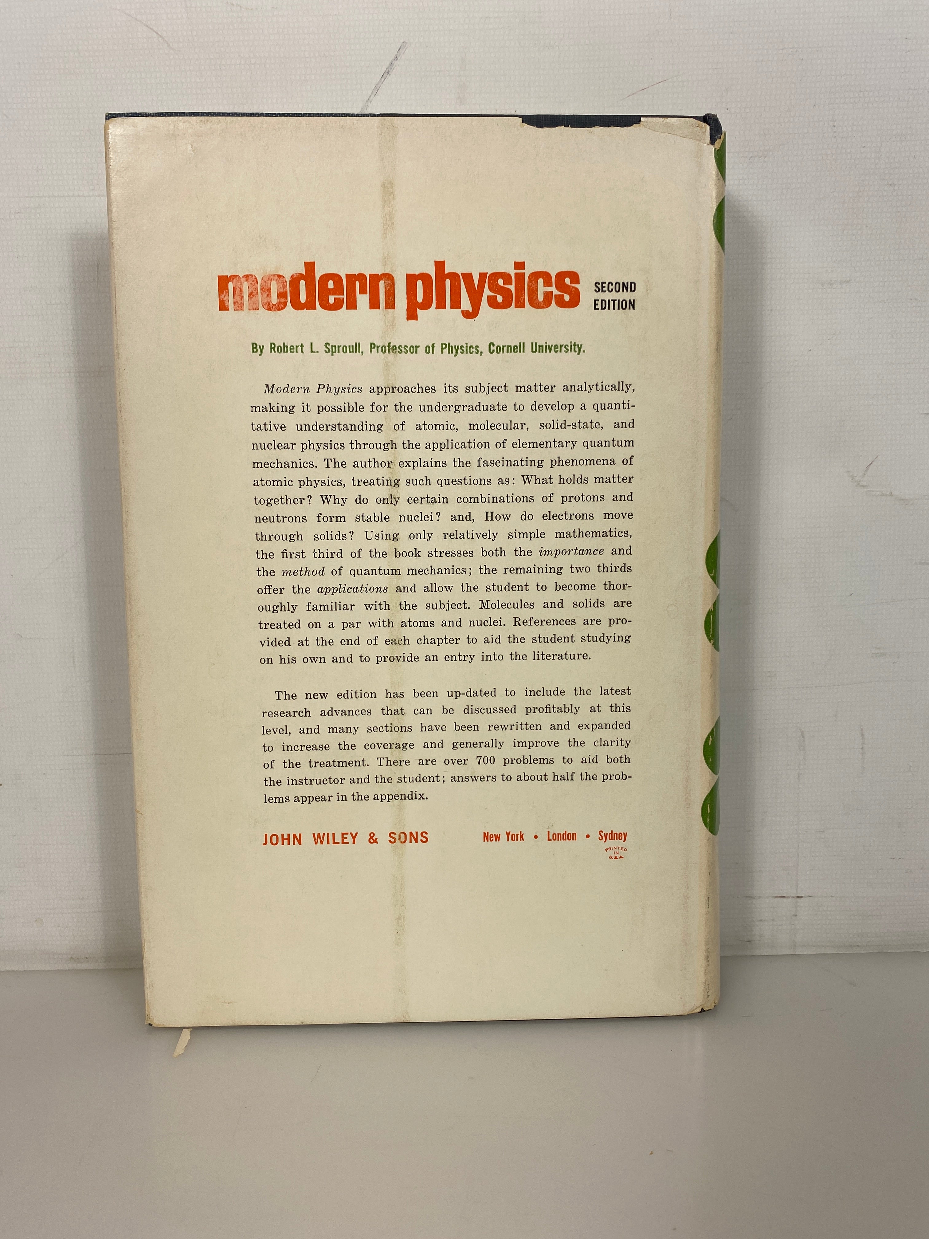 Modern Physics by Robert L. Sproull 1964 Second Edition HC DJ