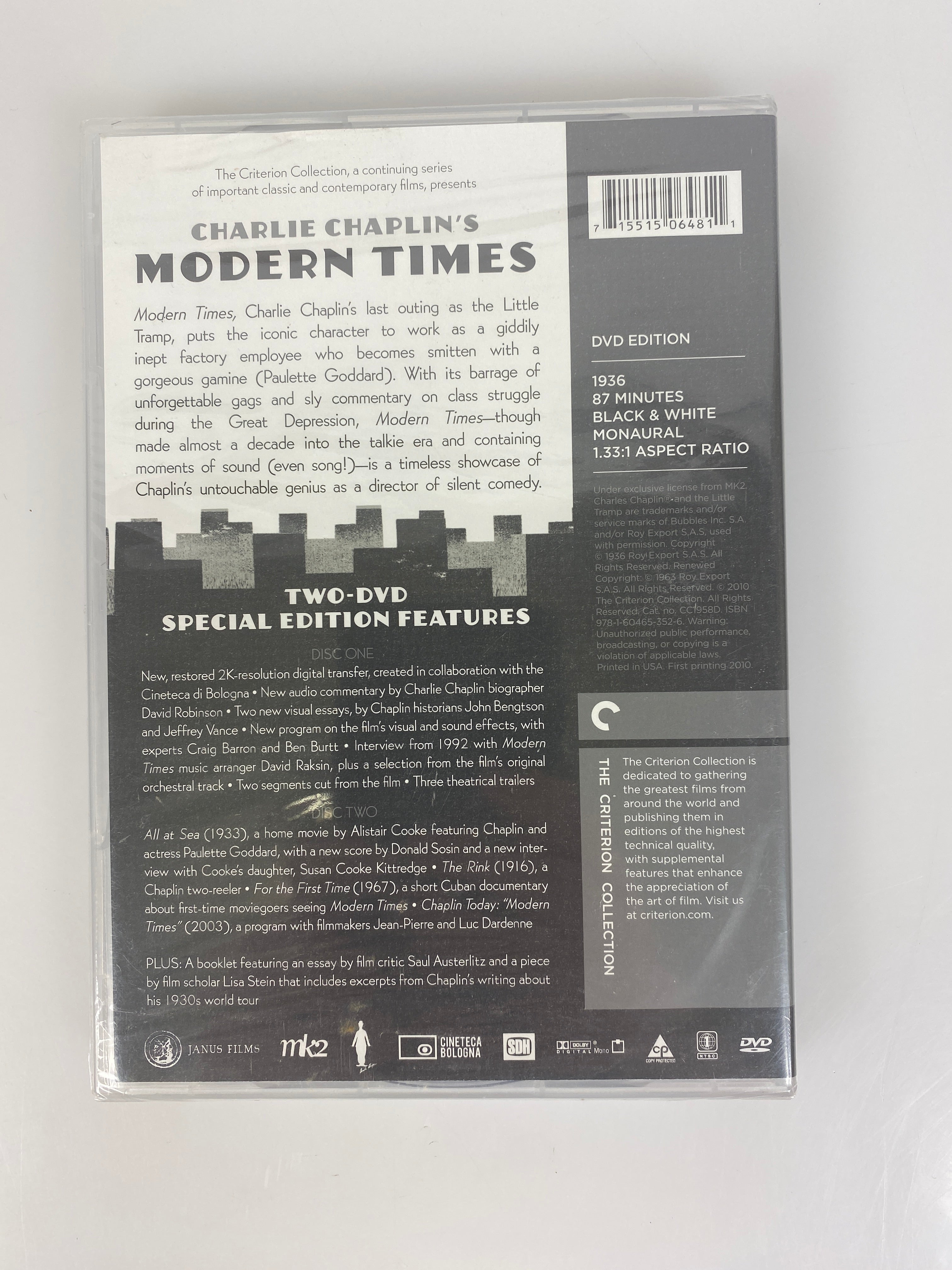 Modern Times Charlie Chaplin Film DVD new in wrap 1936