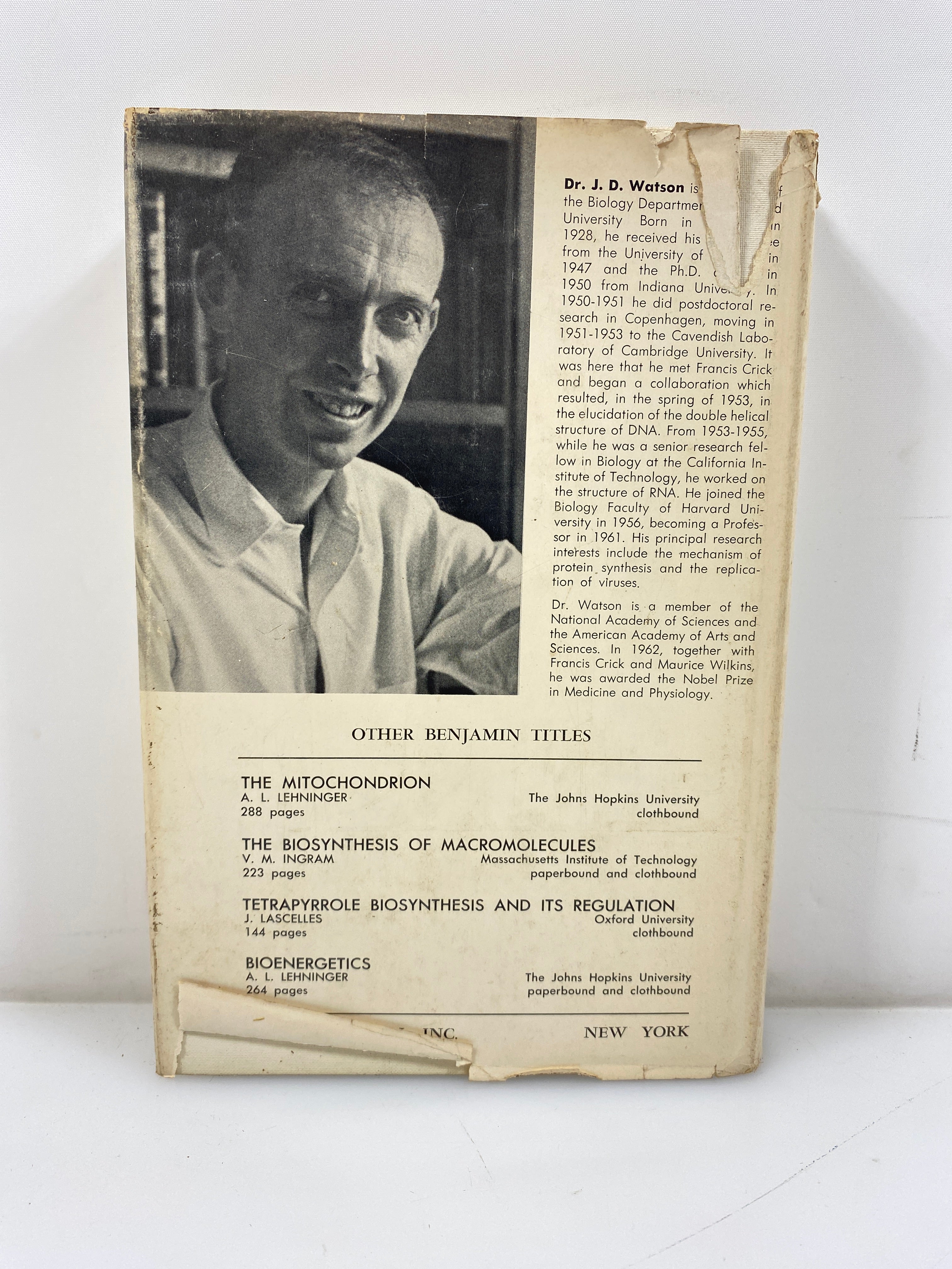 Molecular Biology of the Gene by Watson 1st Ed. 1965 HCDJ