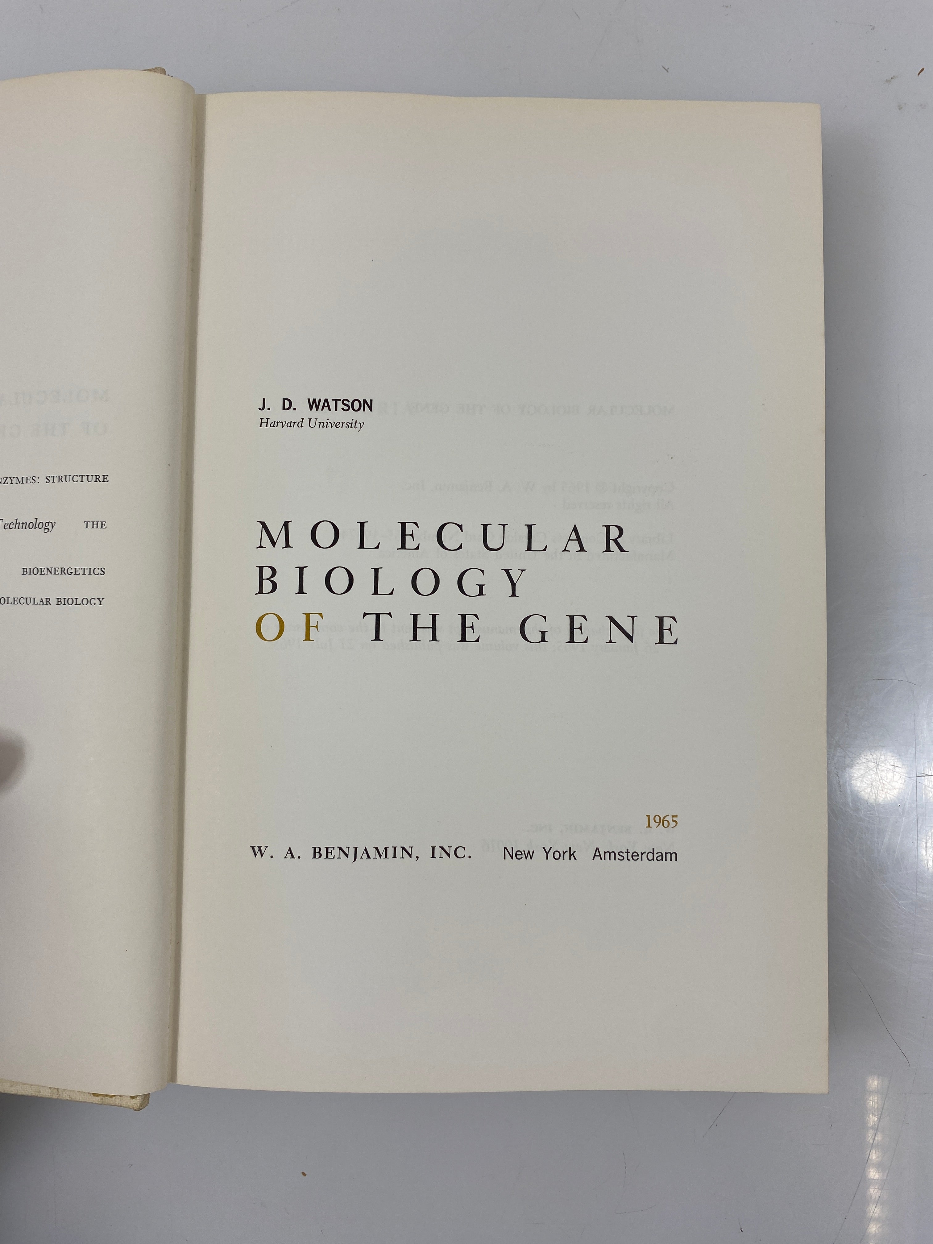Molecular Biology of the Gene by Watson 1st Ed. 1965 HCDJ