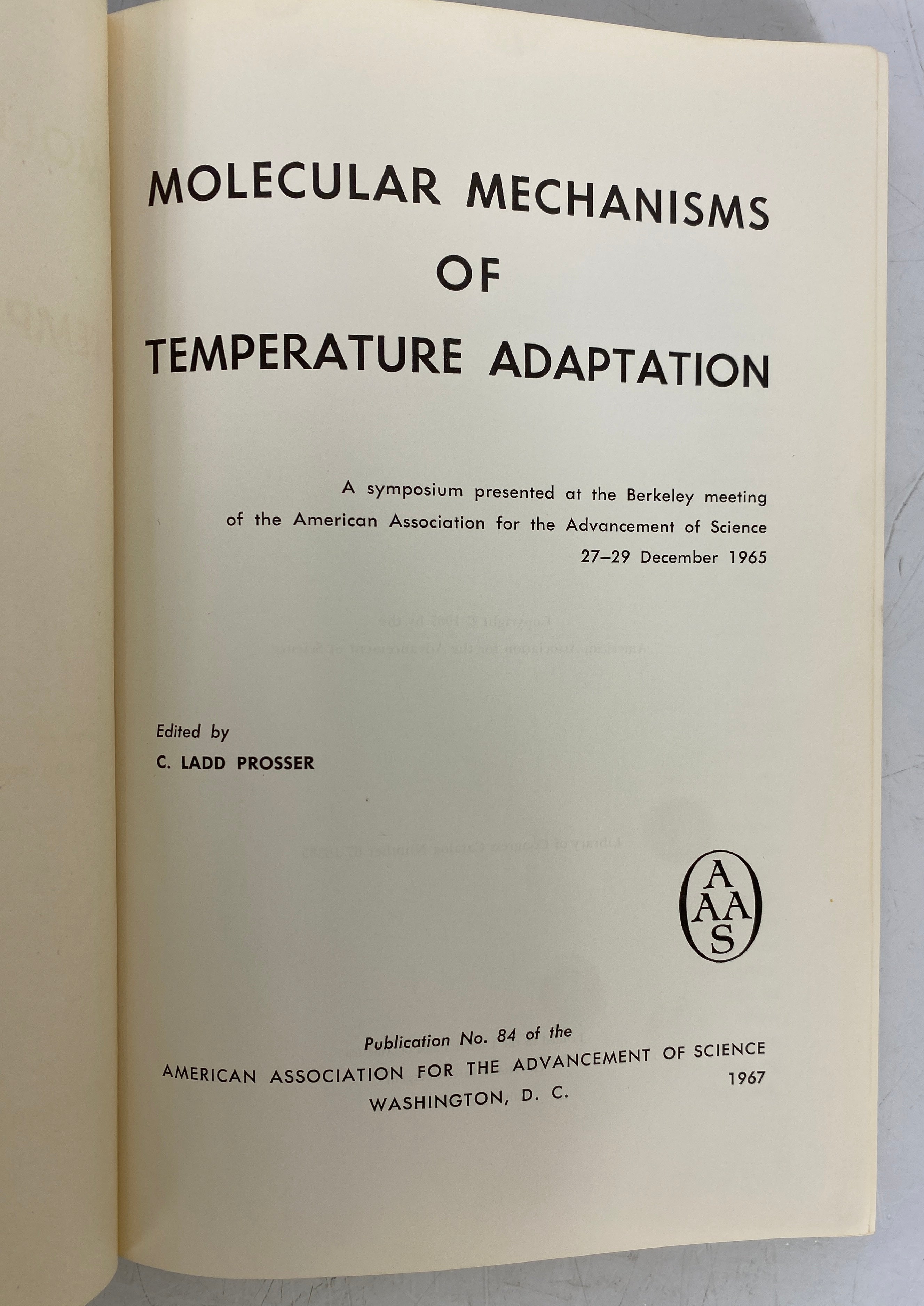 Molecular Mechanisms of Temperature Adaptation Prosser 1967 HC