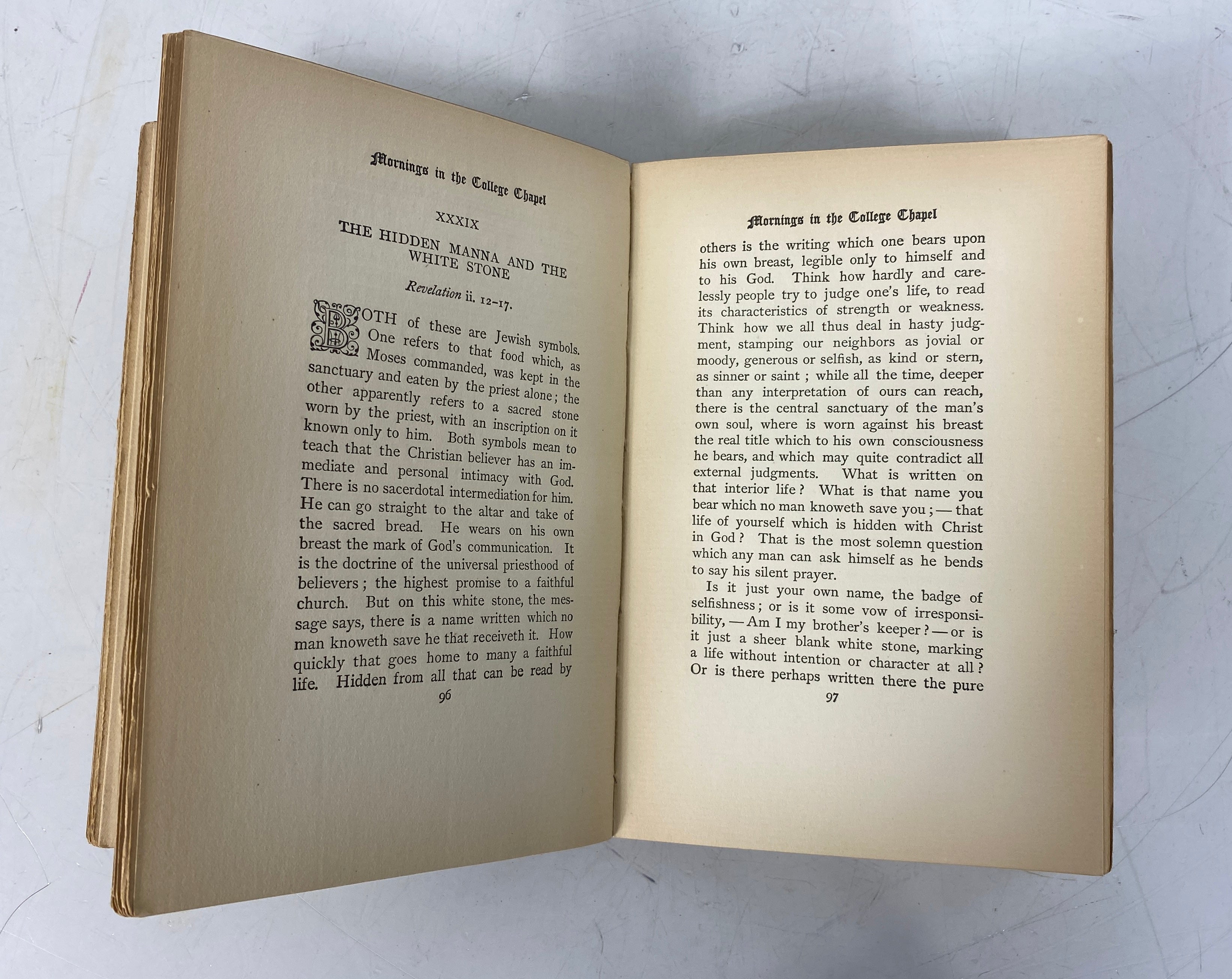 Mornings in the College Chapel F.G. Peabody 1896 Antique HC