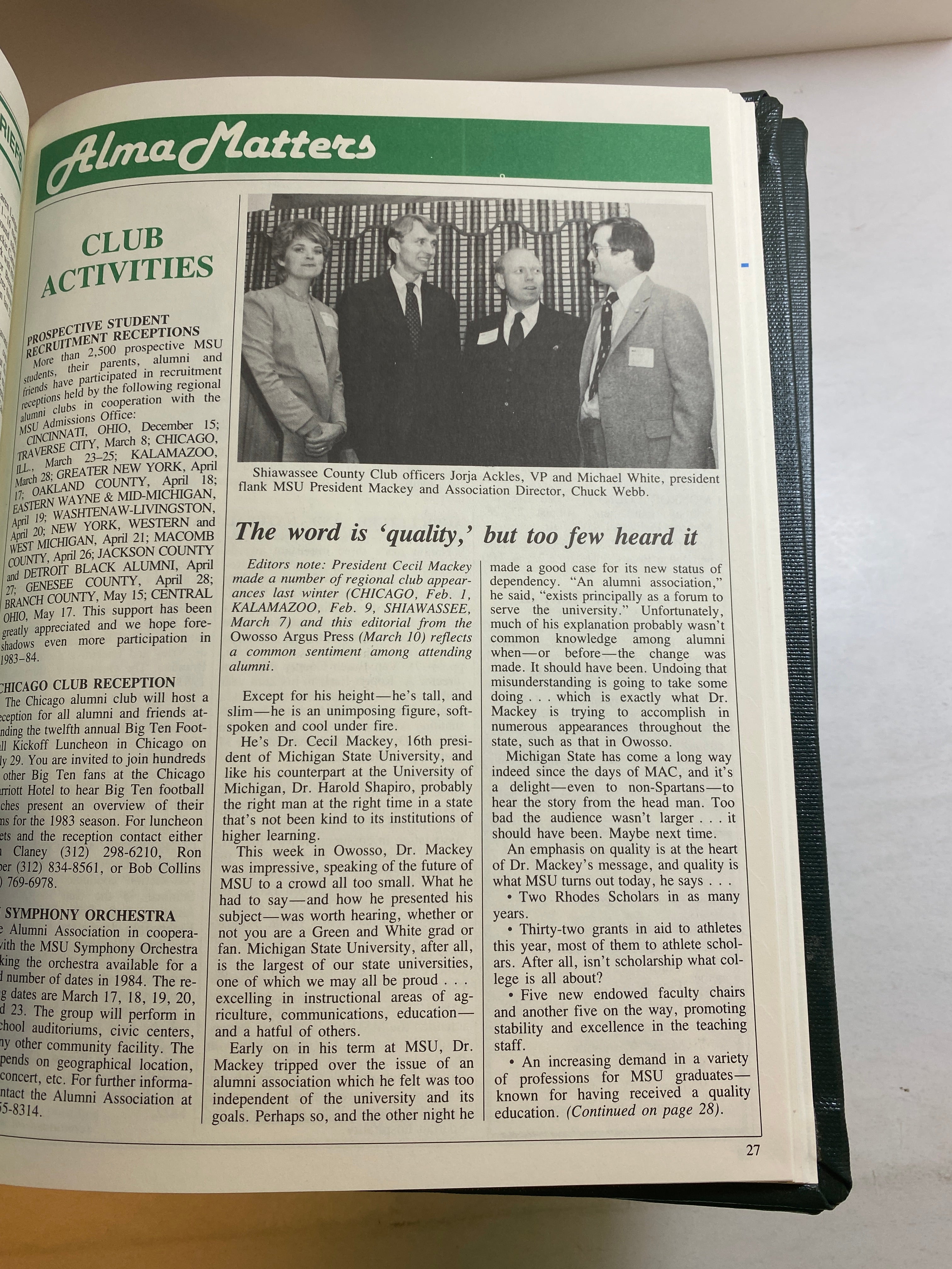 MSU Alumni Magazine Library Bound Complete Years 1983-1989