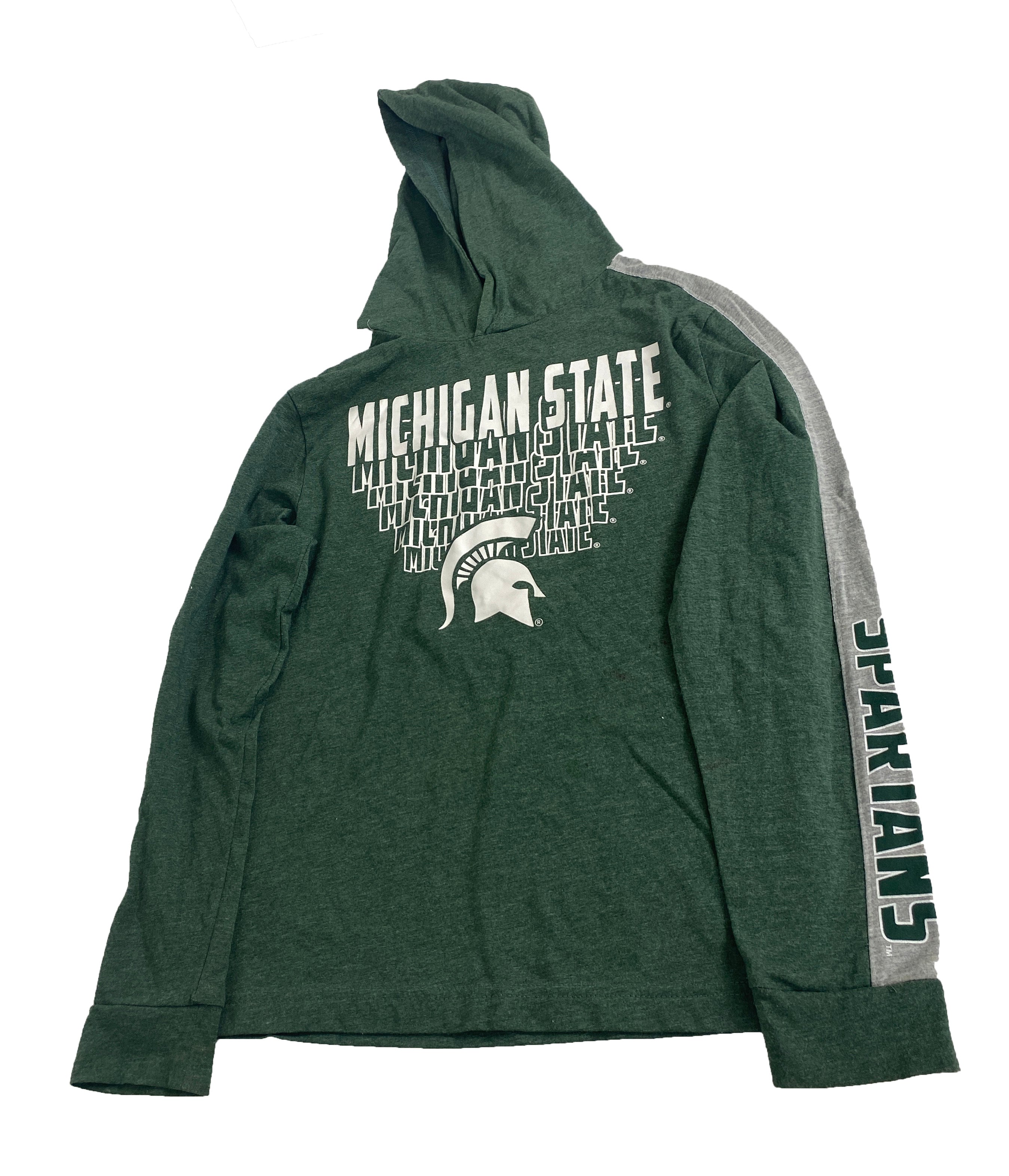 MSU Green Hooded Long Sleeve Shirt Children's Size L