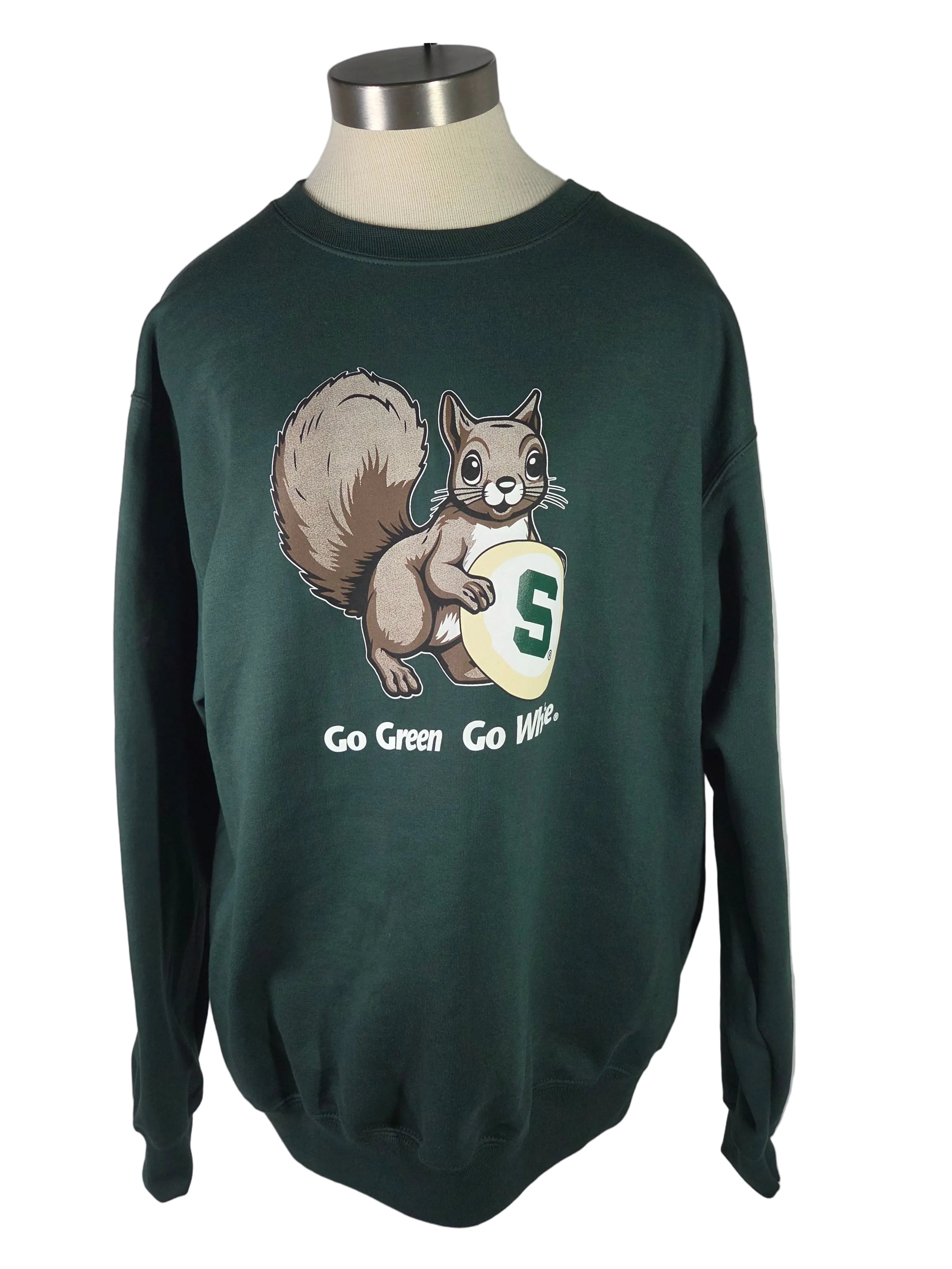 MSU Green Squirrel Cookie Crewneck Sweatshirt Unisex Size L