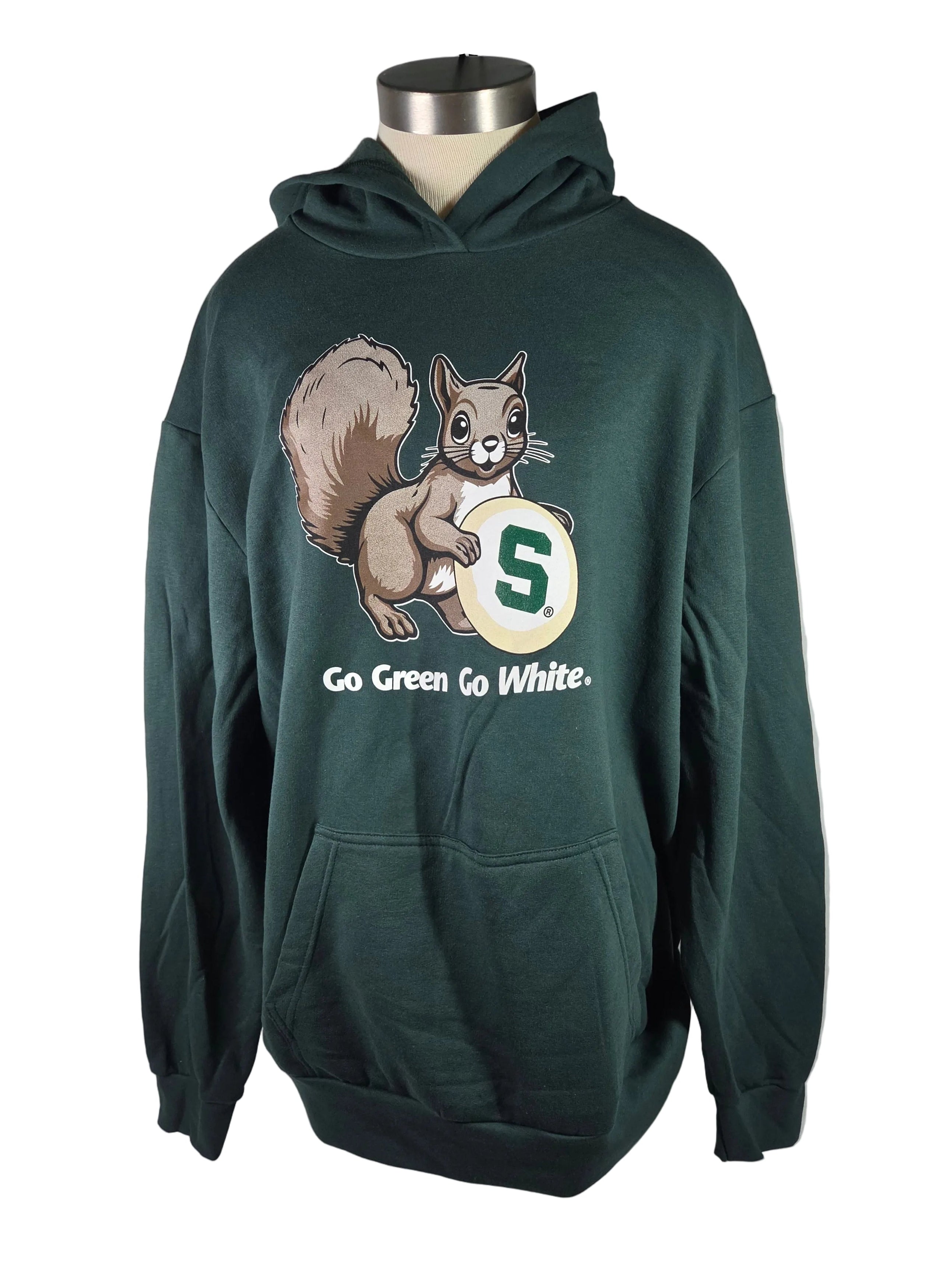 MSU Green Squirrel Cookie Hoodie Sweatshirt Unisex Size S