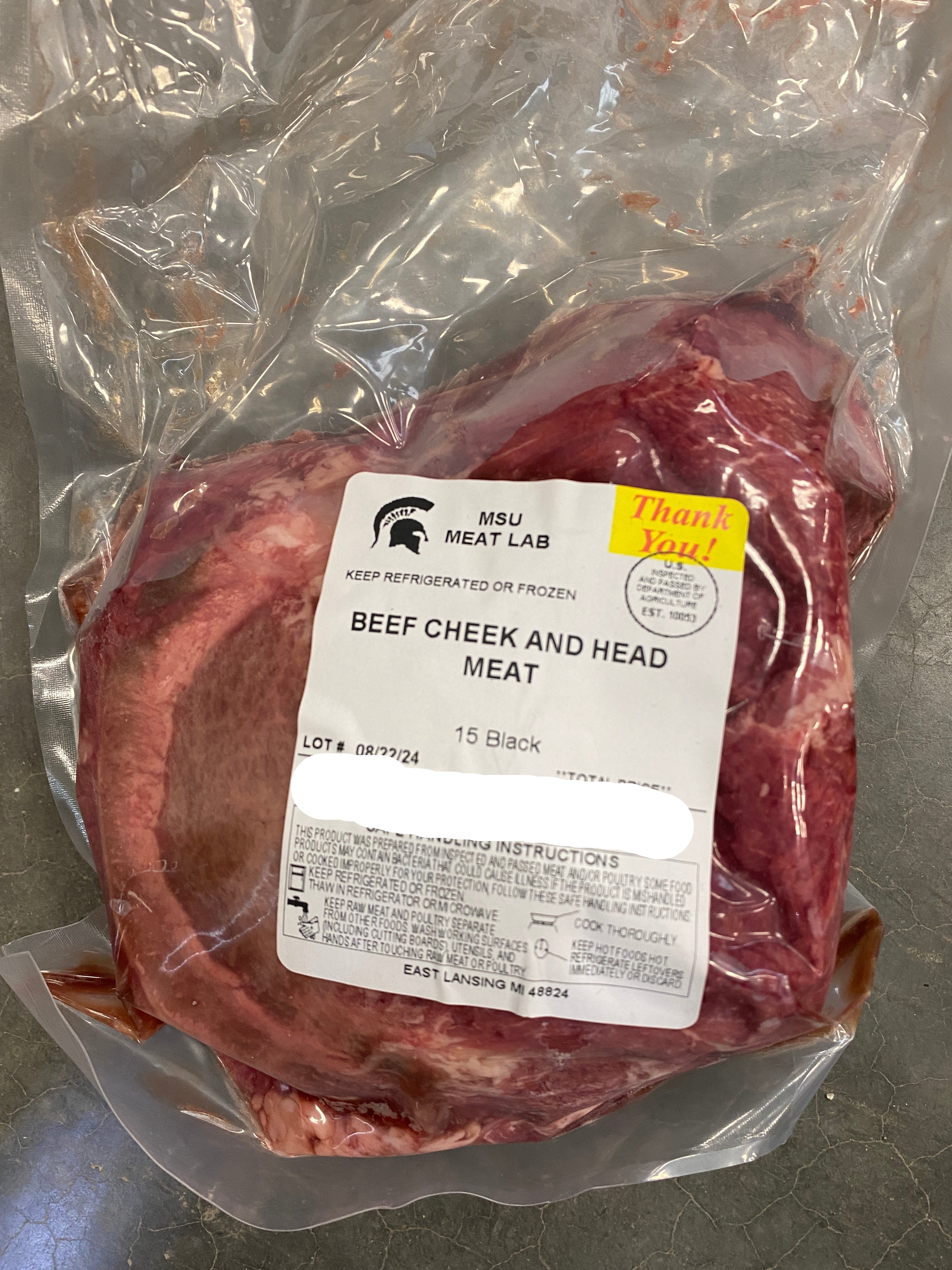 MSU Meat Labs Beef Cheek & Head Meat