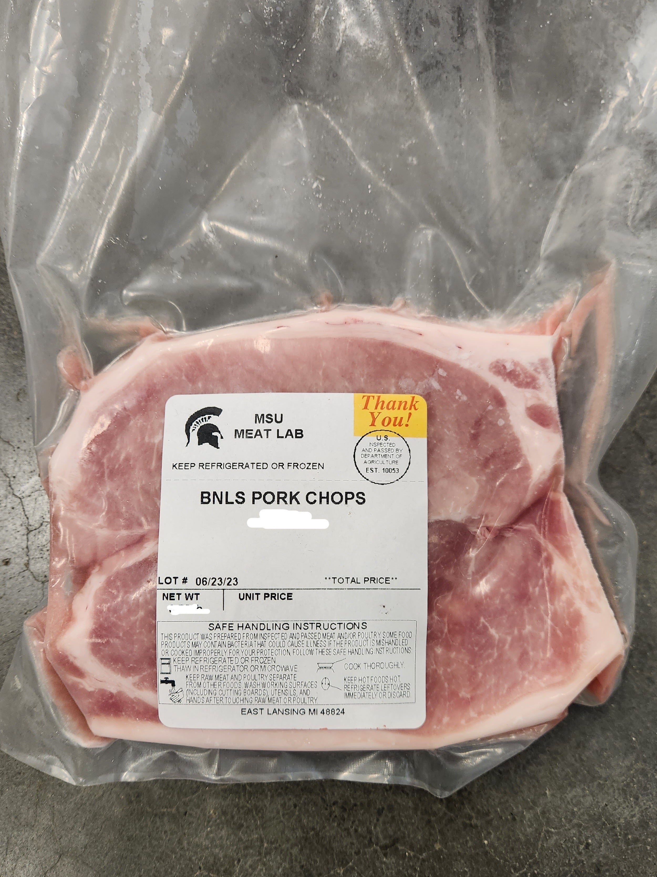 MSU Meat Labs Boneless Pork Chops