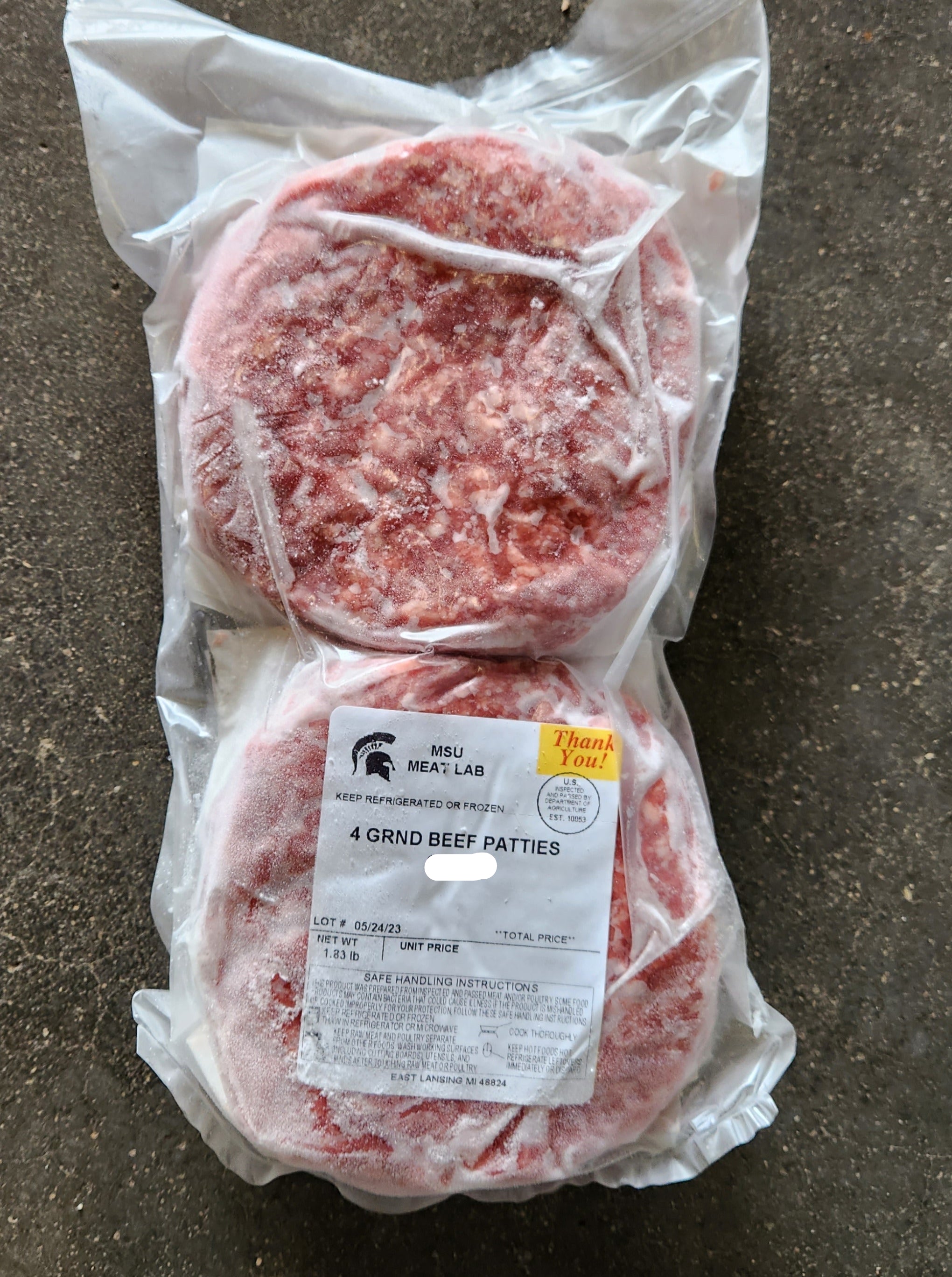 MSU Meat Labs Ground Beef Patties 4-Pack