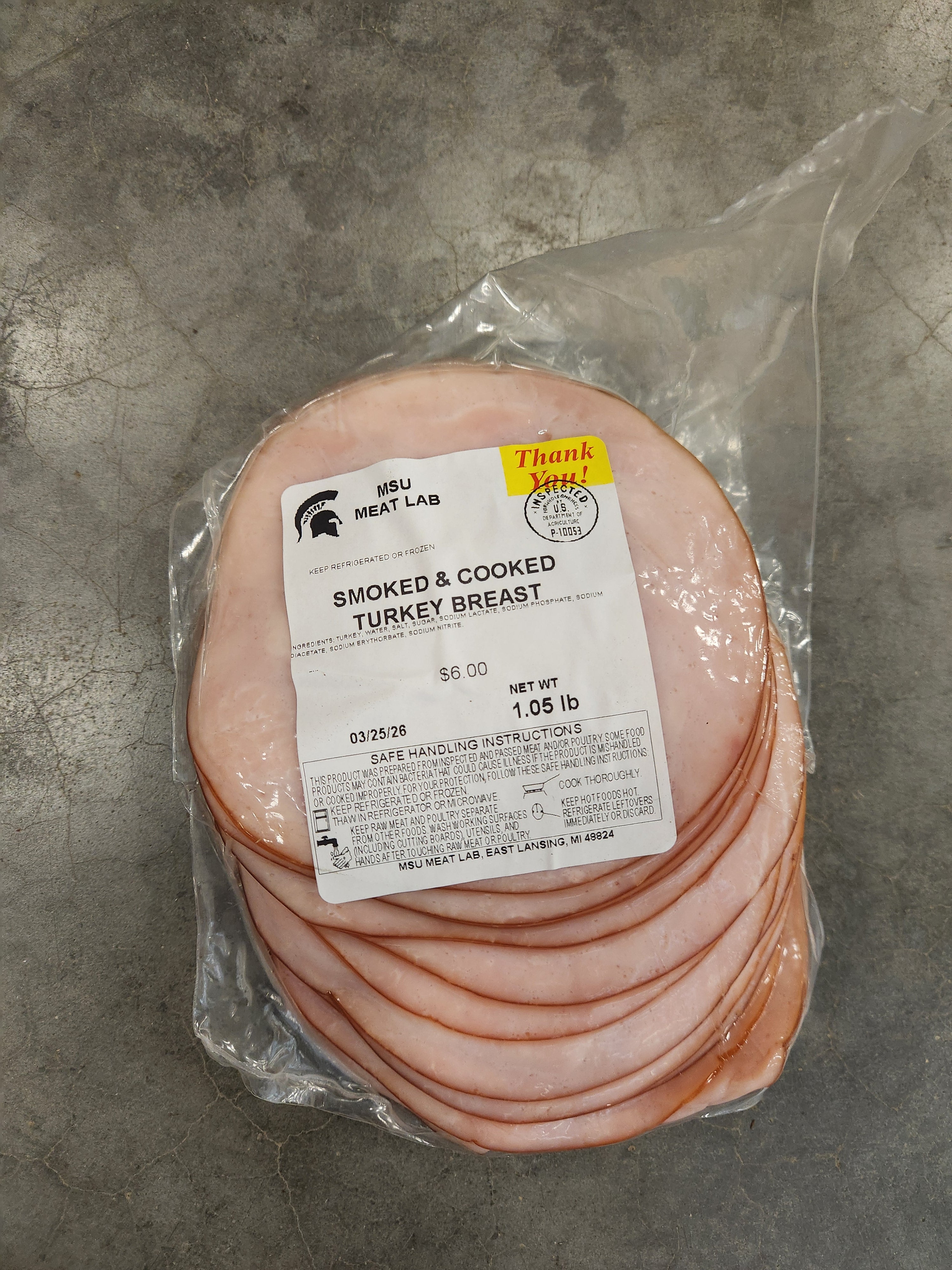 MSU Meat Labs Smoked & Cooked Turkey Breast Sliced