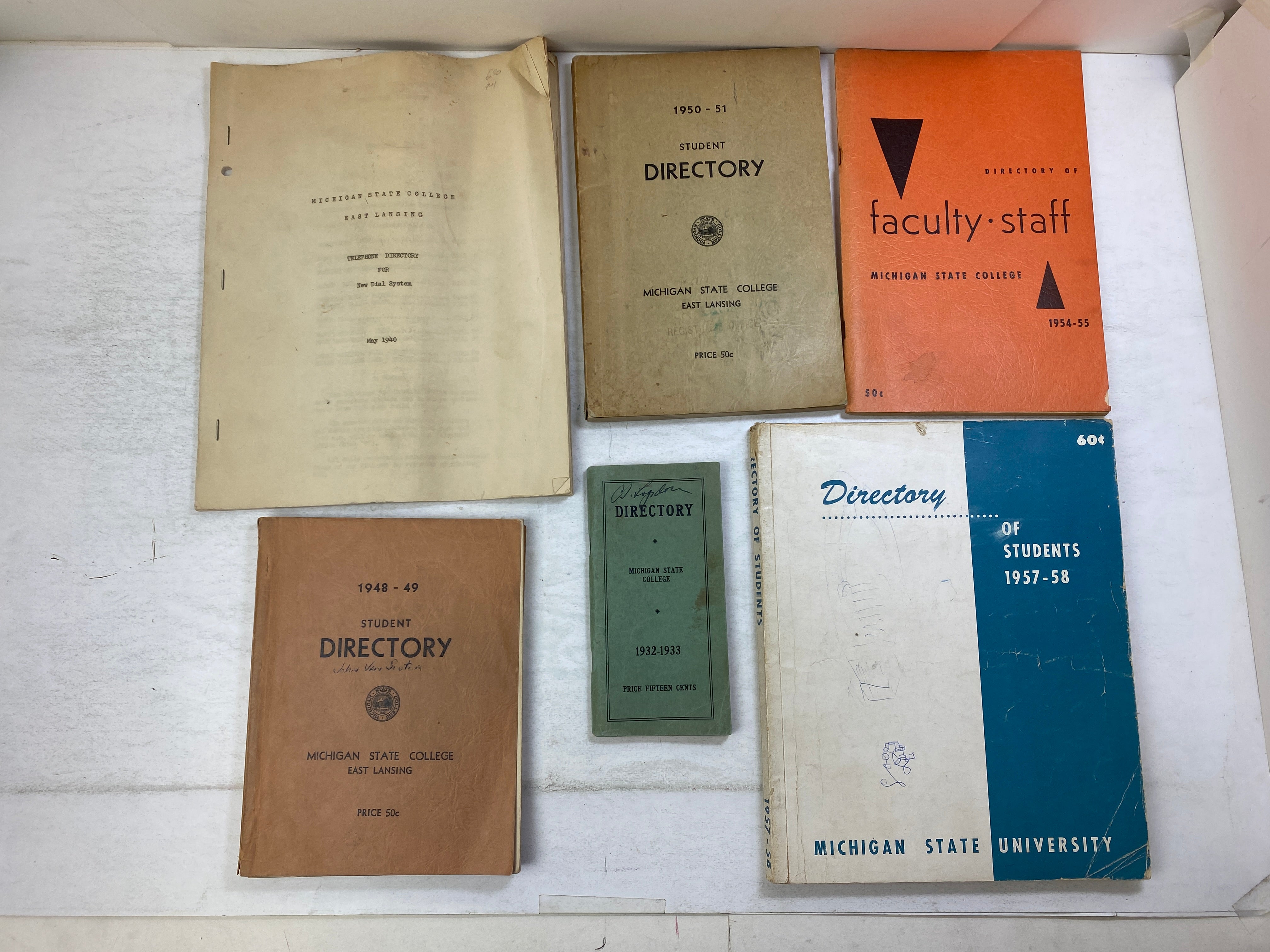 MSU Michigan State University Ephemera Directories 1932-1959