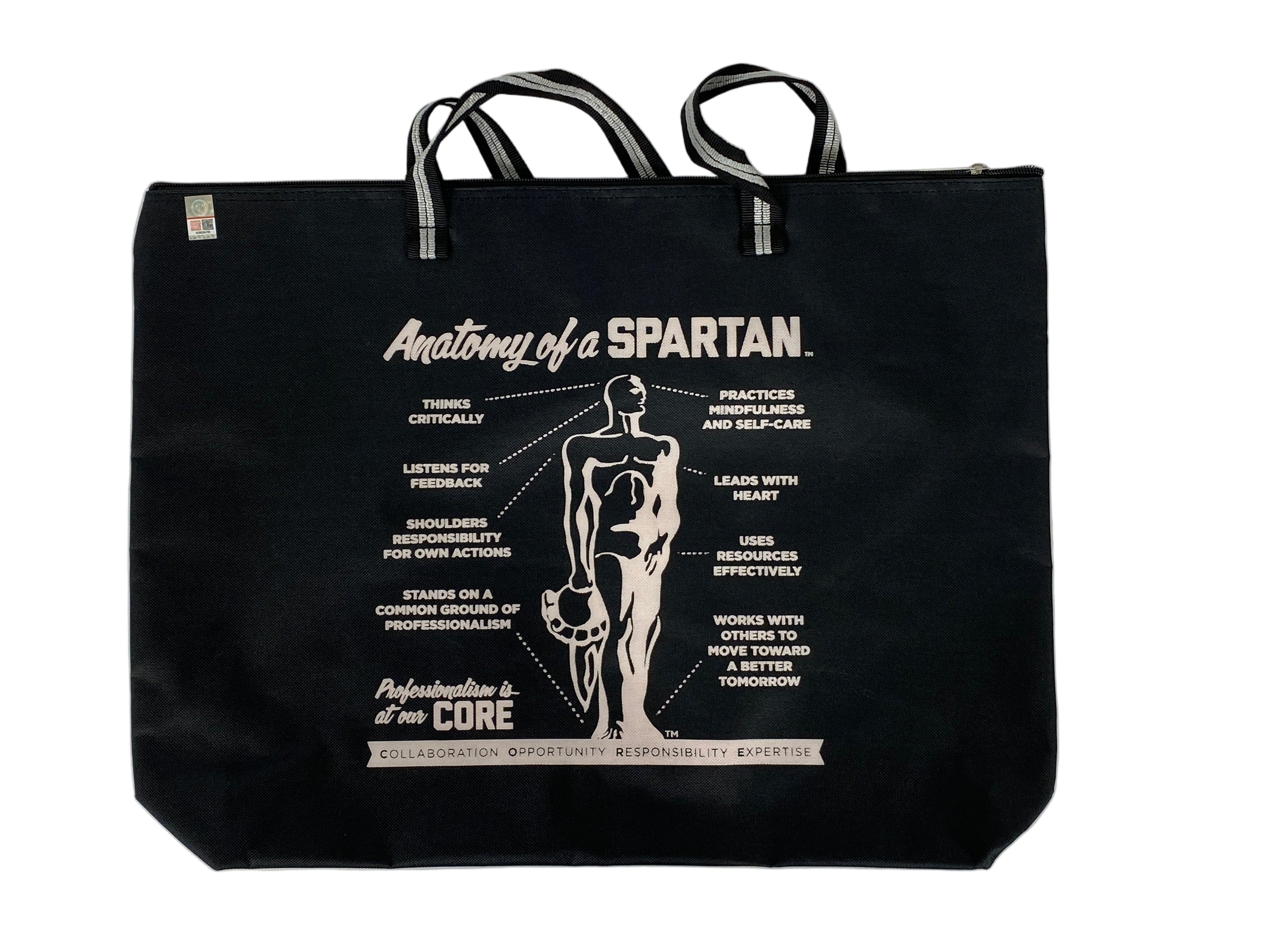 MSU Radiology Healing Gardens Anatomy of a Spartan Black Zippered Tote Bag