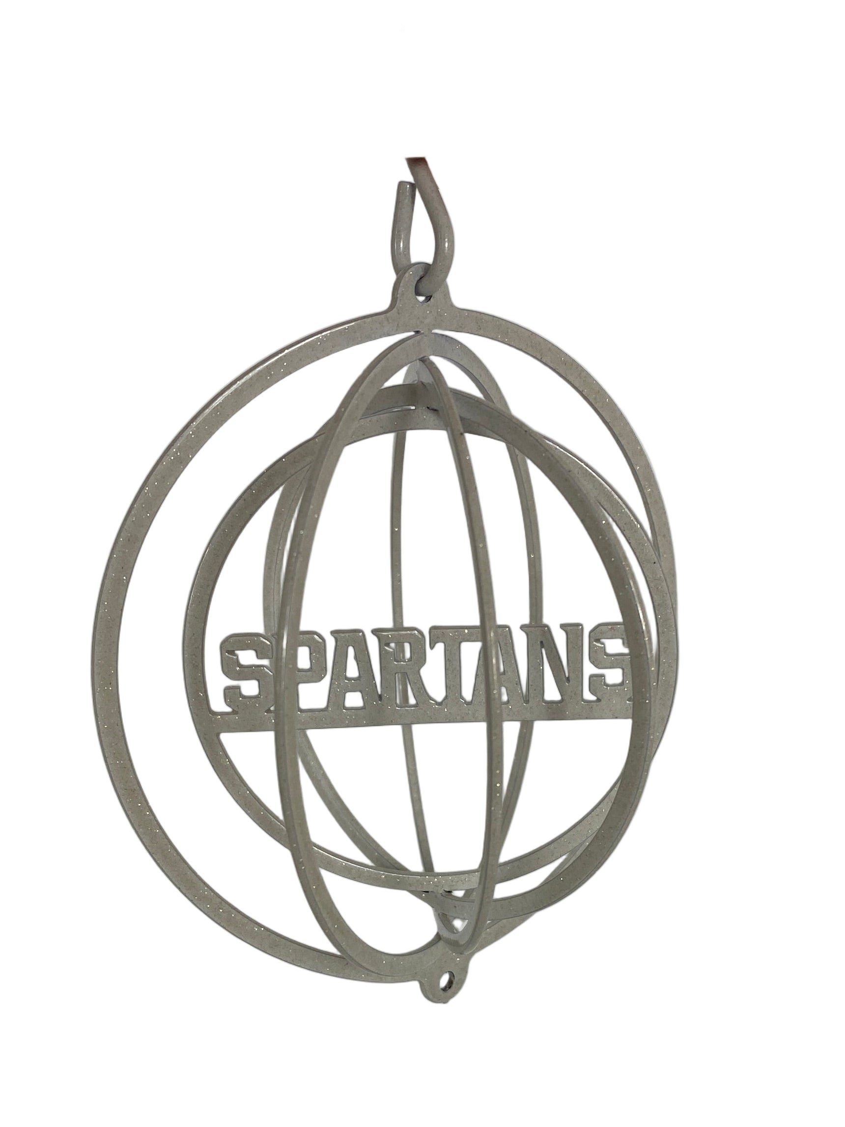 MSU Radiology Healing Gardens MSU Spartans Swirly Metal Ornament White