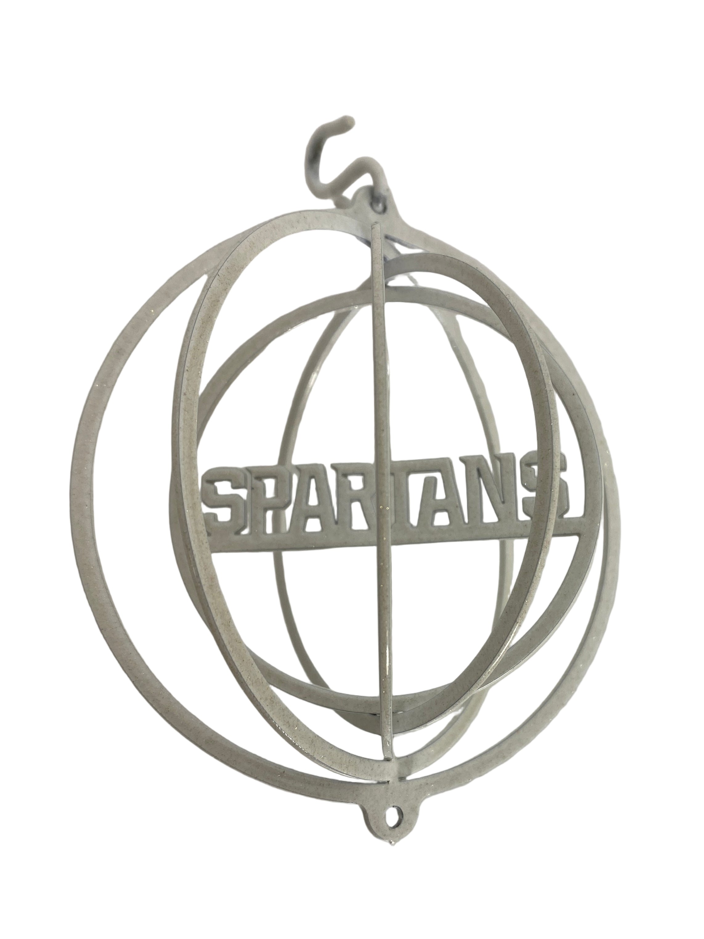 MSU Radiology Healing Gardens MSU Spartans Swirly Metal Ornament White