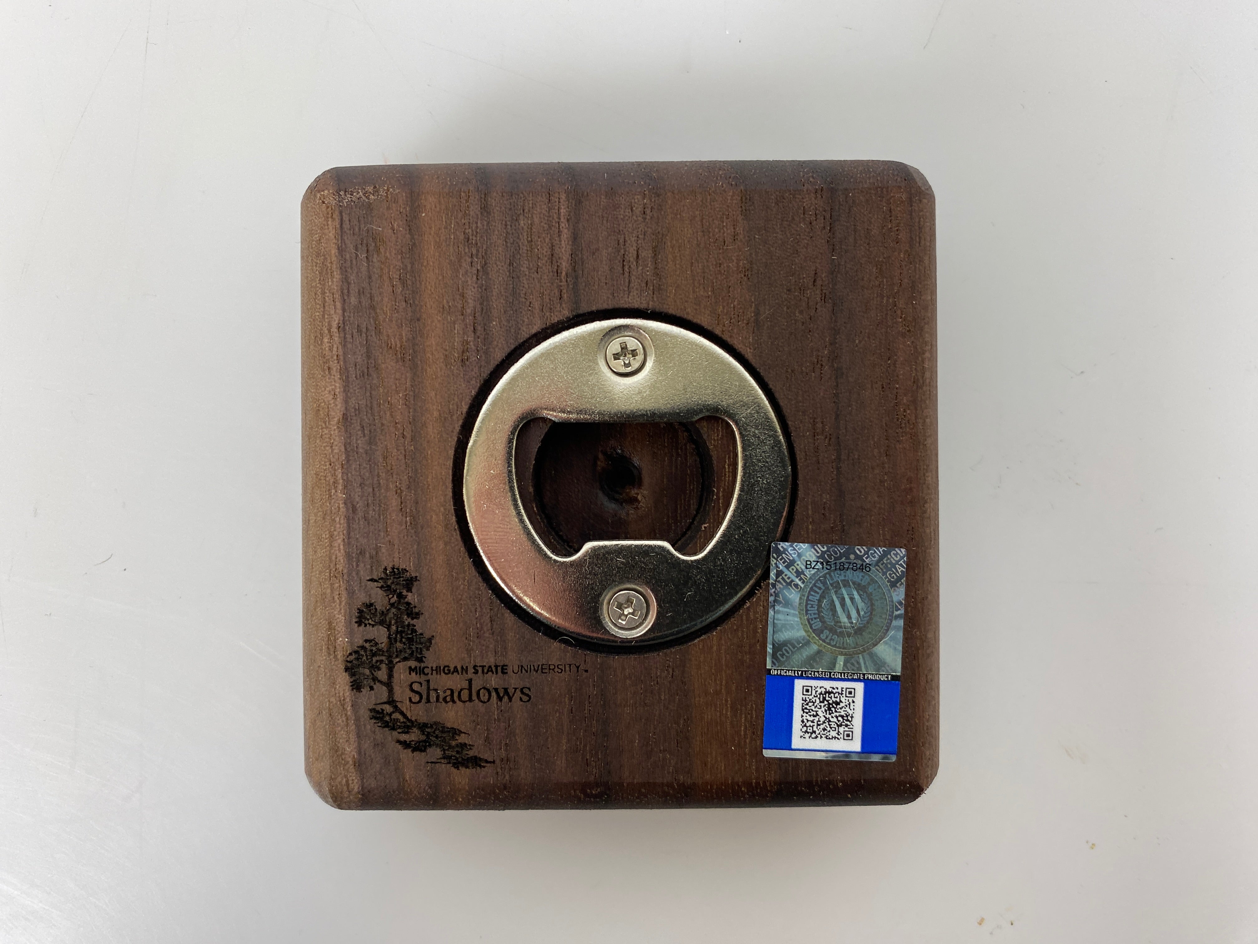 MSU Shadows Bottle Opener Coaster Spartan Head Style 1
