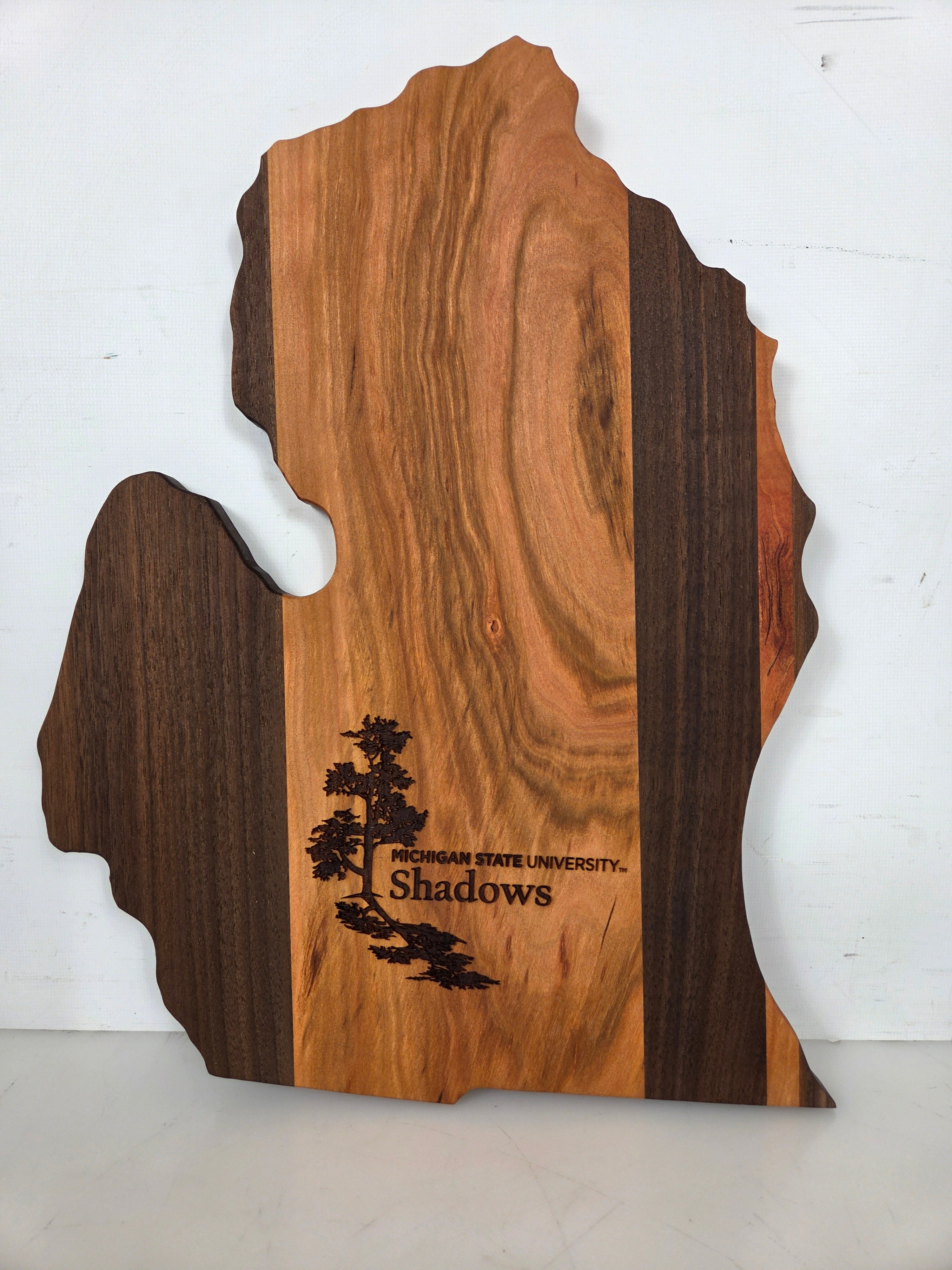 MSU Shadows State of Michigan Cutting Board Spartan Head Style 2