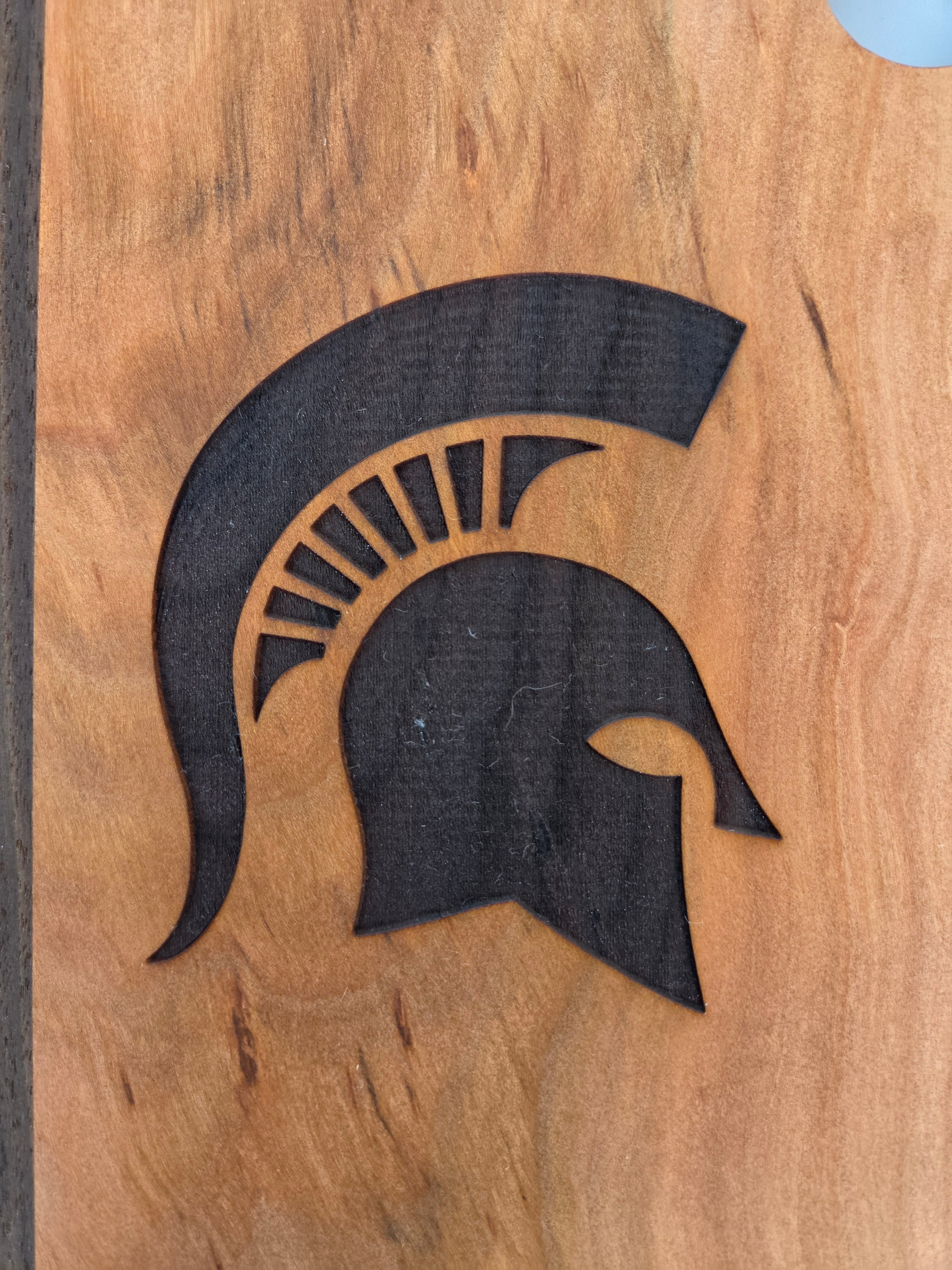 MSU Shadows State of Michigan Cutting Board Spartan Head Style 2