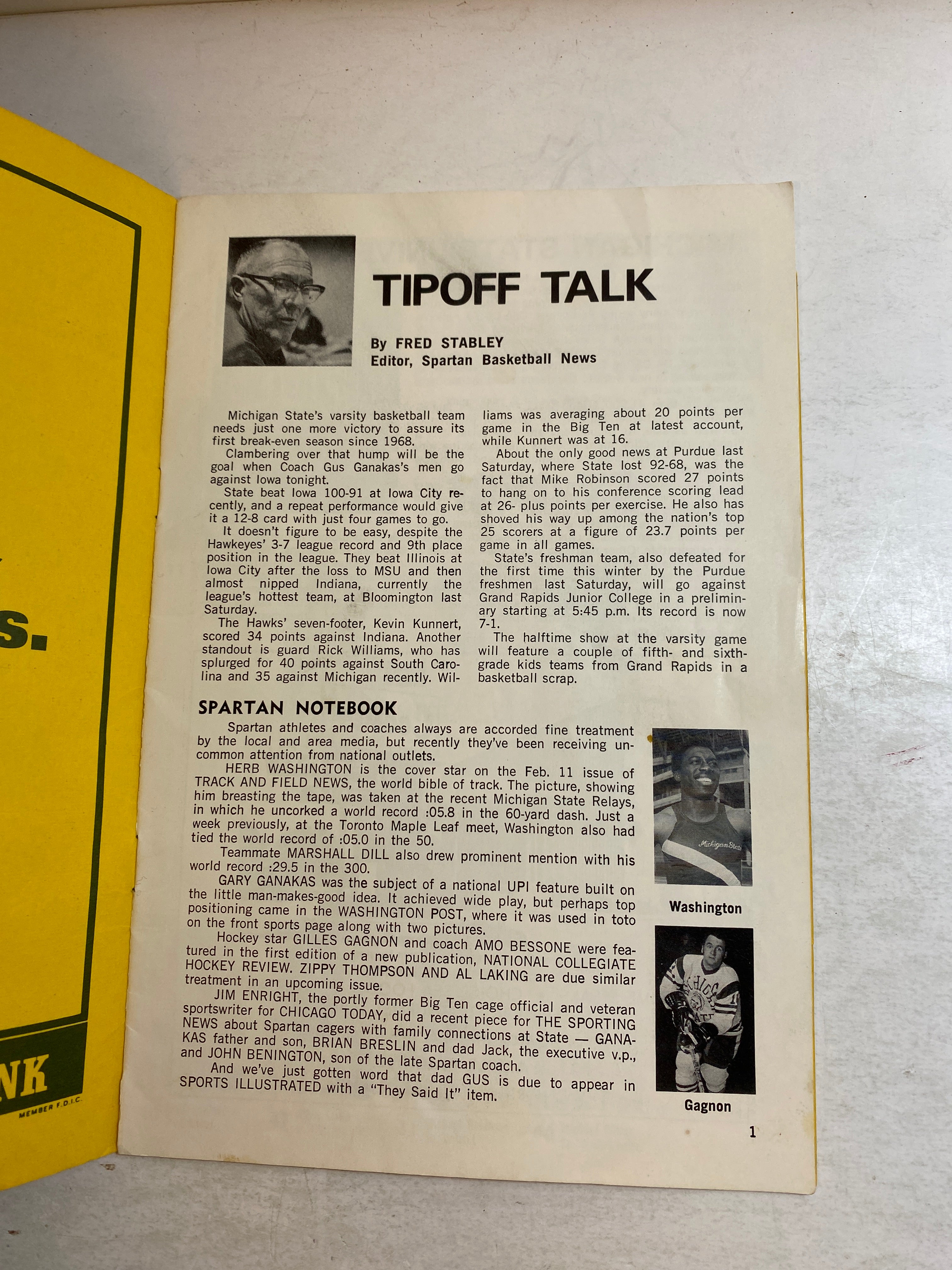MSU Spartans Basketball Program vs Iowa February 26, 1972