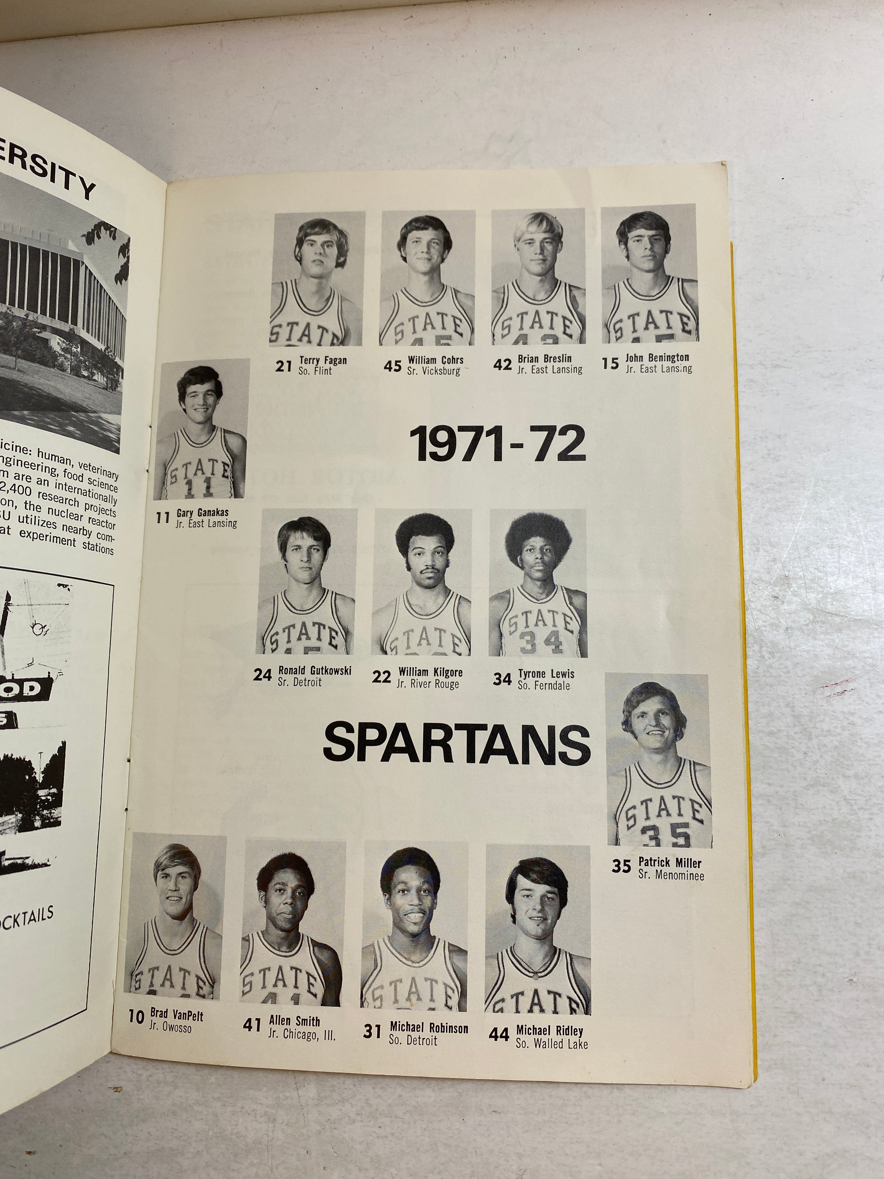 MSU Spartans Basketball Program vs Iowa February 26, 1972