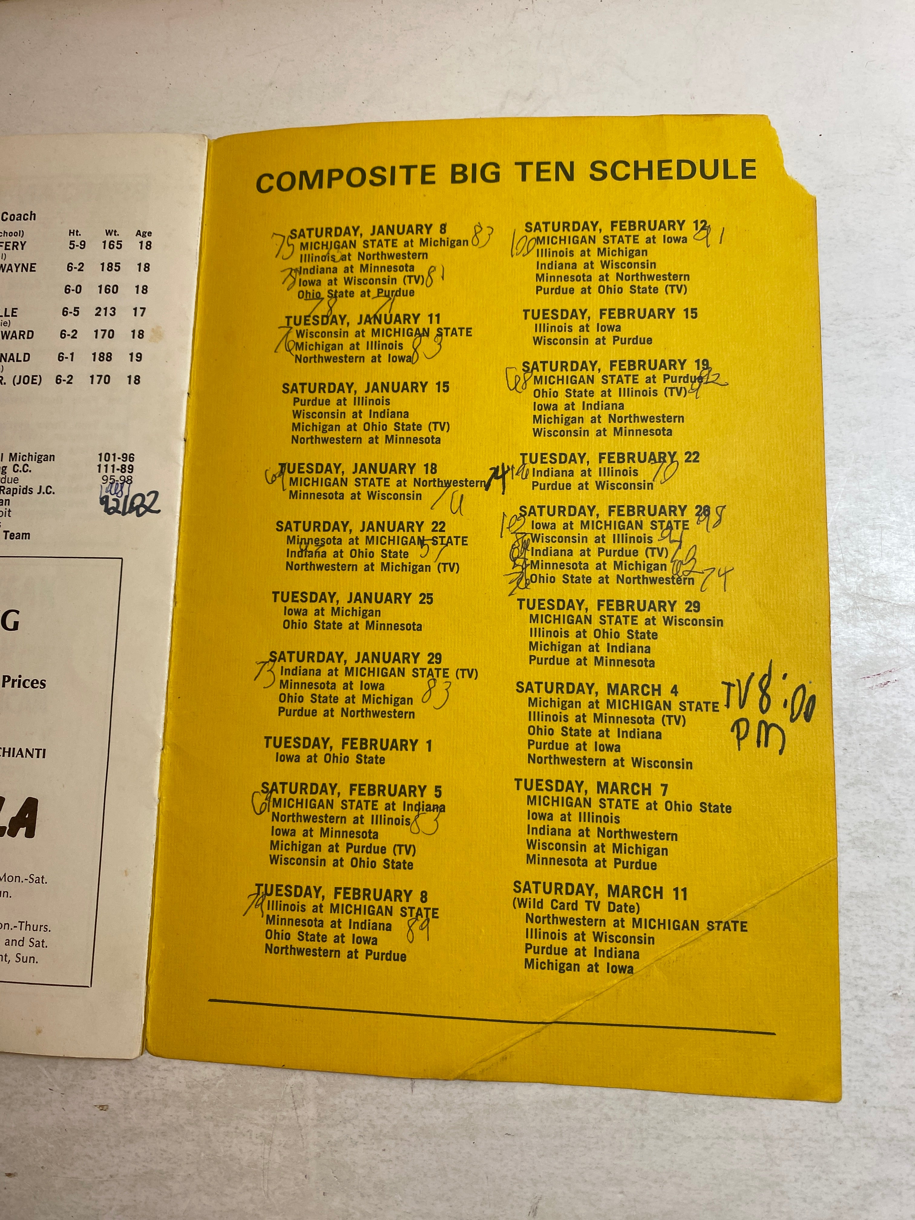 MSU Spartans Basketball Program vs Iowa February 26, 1972