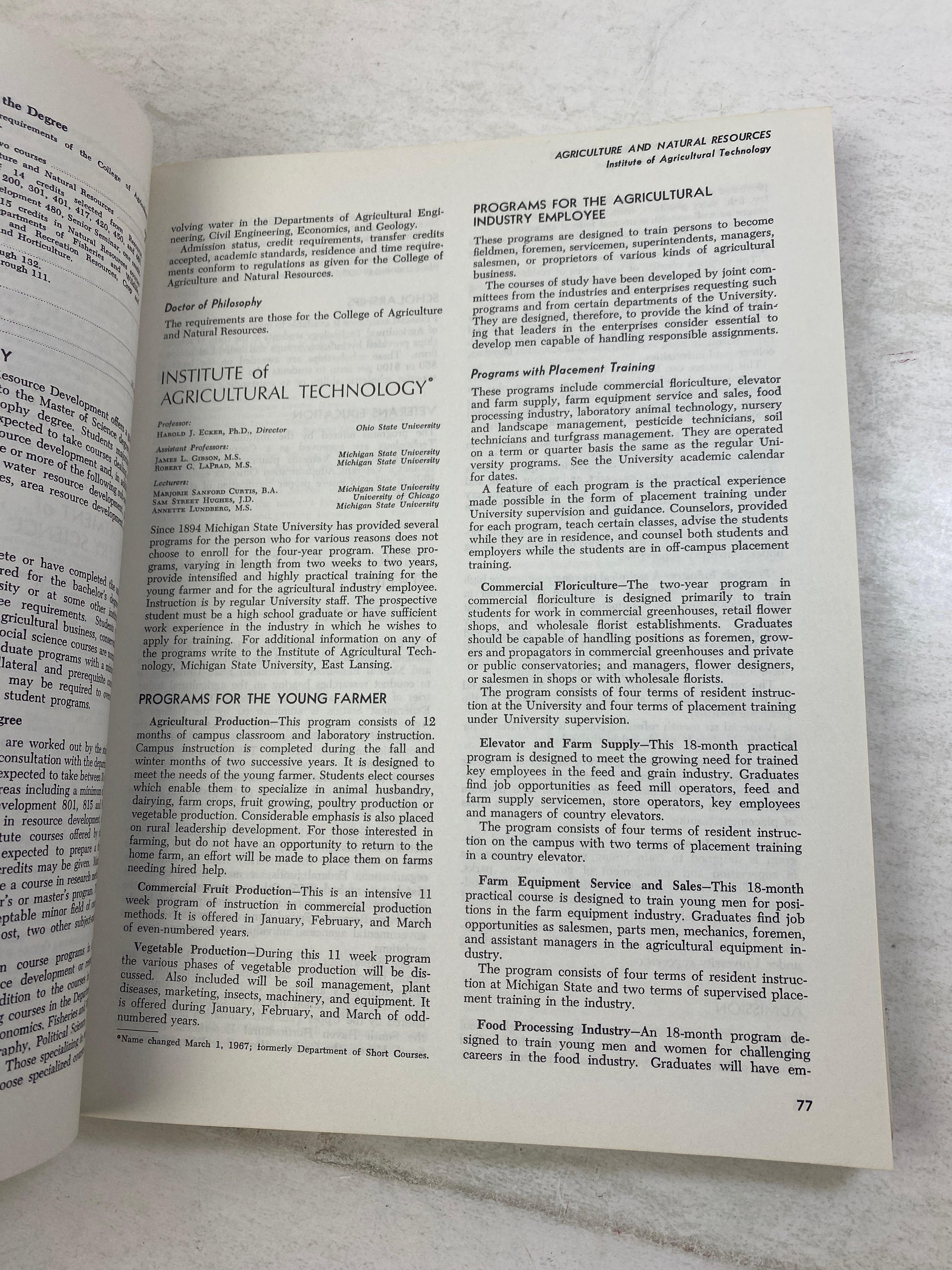 MSU Vintage Michigan State University Catalog 1970