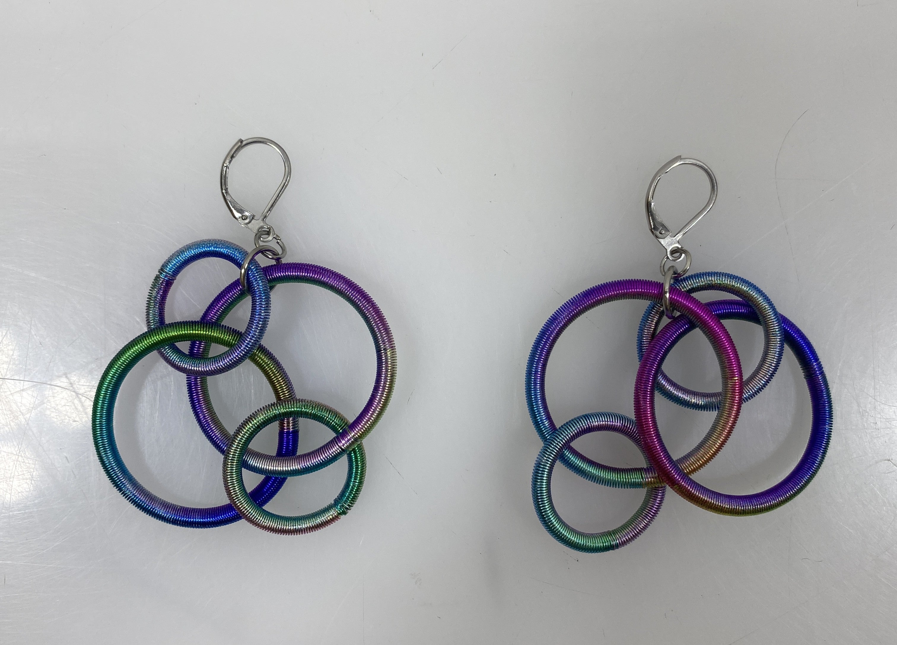 Multicolored Connected Spring Wire Earrings