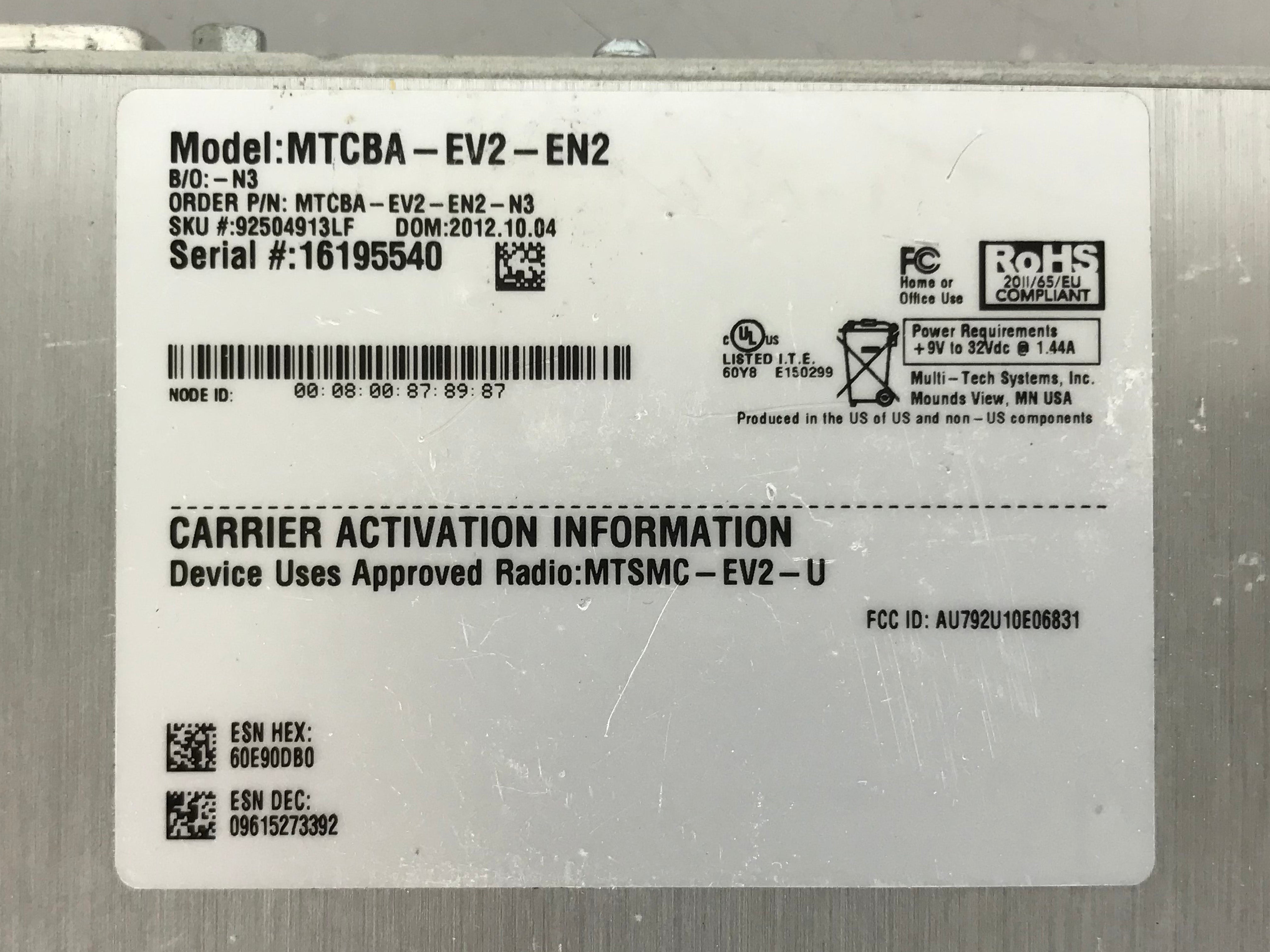 MultiTech Systems MultiModem rCell MTCBA-EV2-EN2 Intelligent Wireless Router