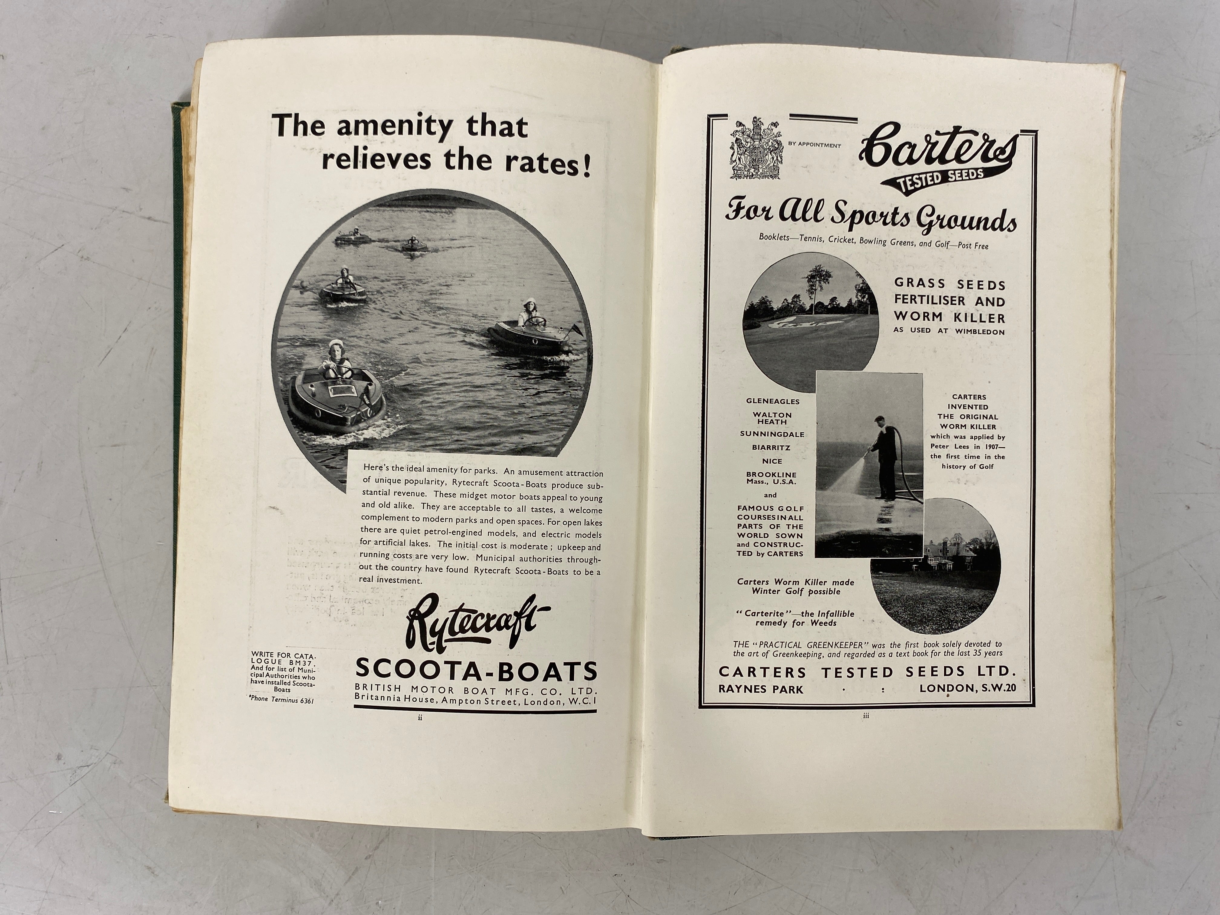 Municipal Parks W.W. Pettigrew 1937 HC w Vintage Ads and Map