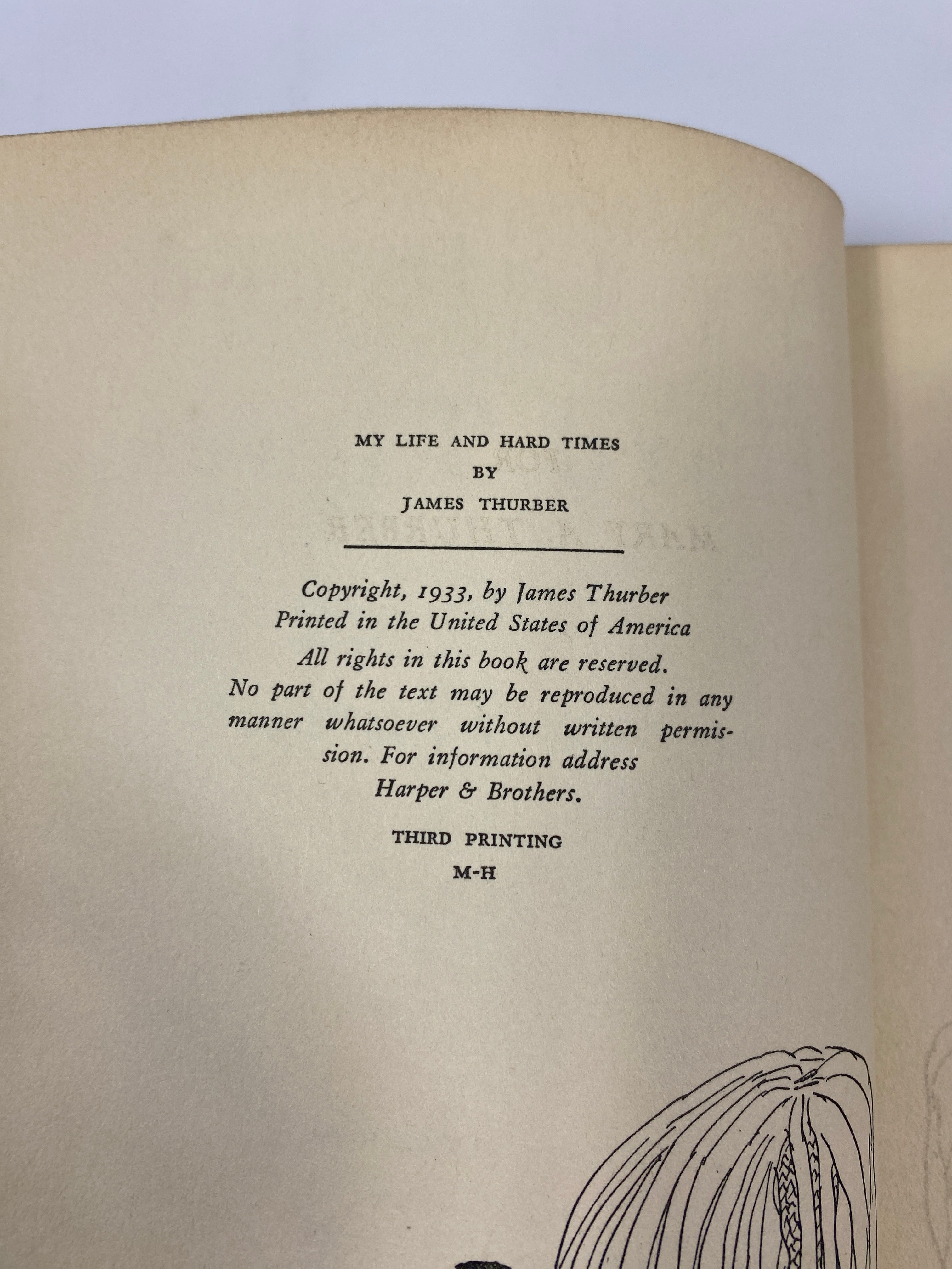 My Life and Hard Times by Thurber 1933 3rd Printing HC