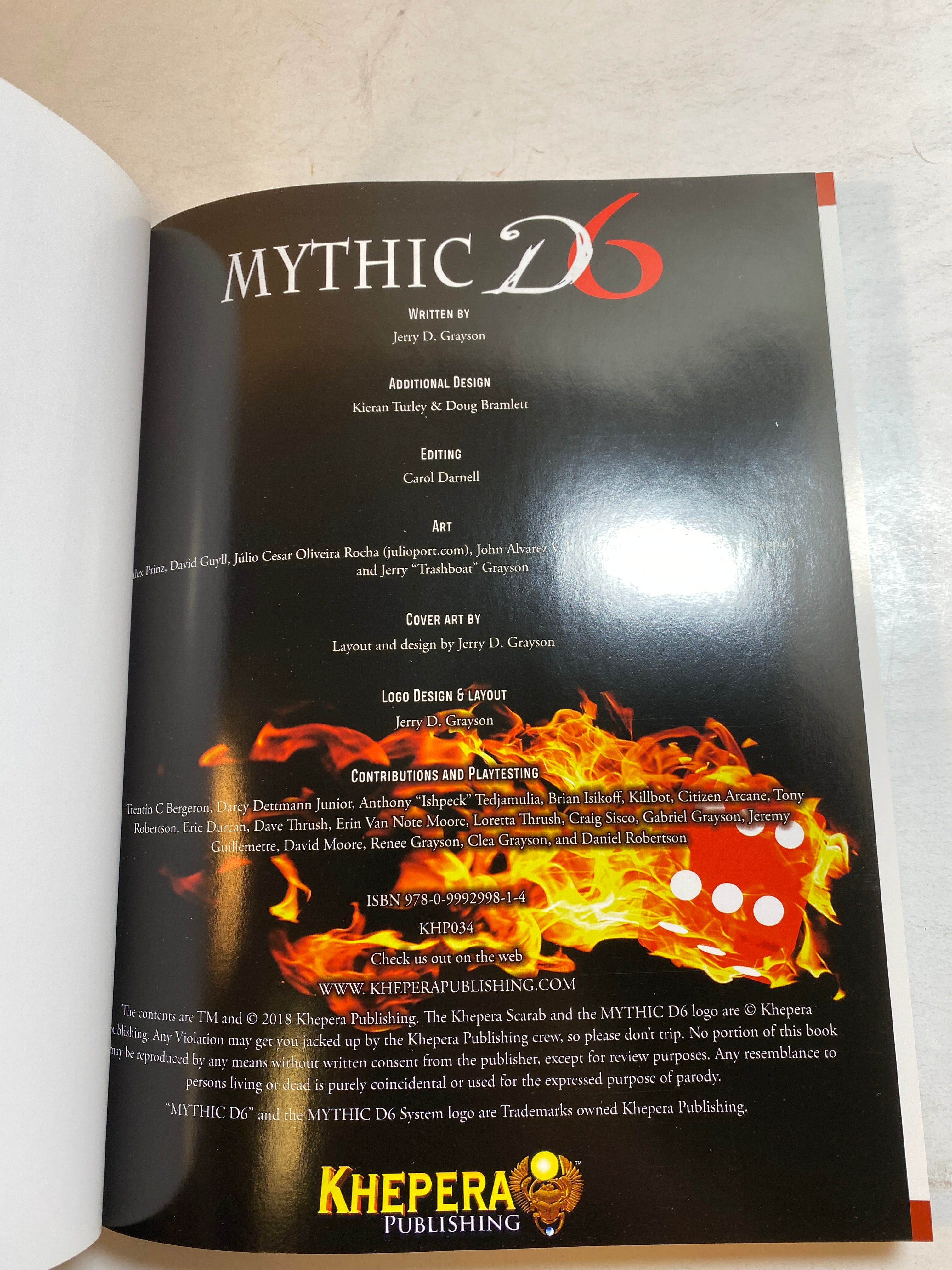Mythic D6 RPG Multi-Genre Roleplaying Game System HC 2018