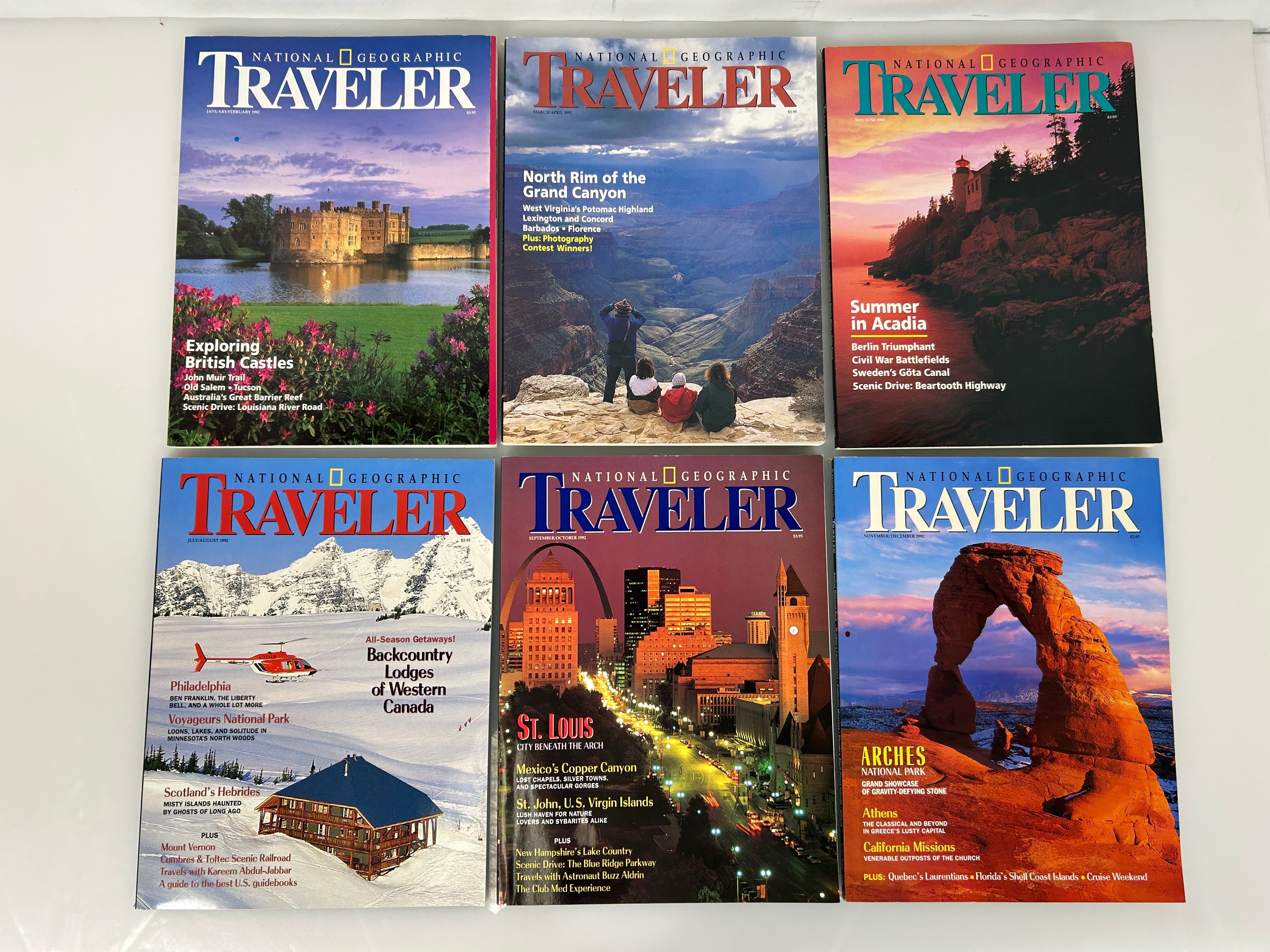 National Geographic Traveler Adventure Magazine 1992 FULL YEAR