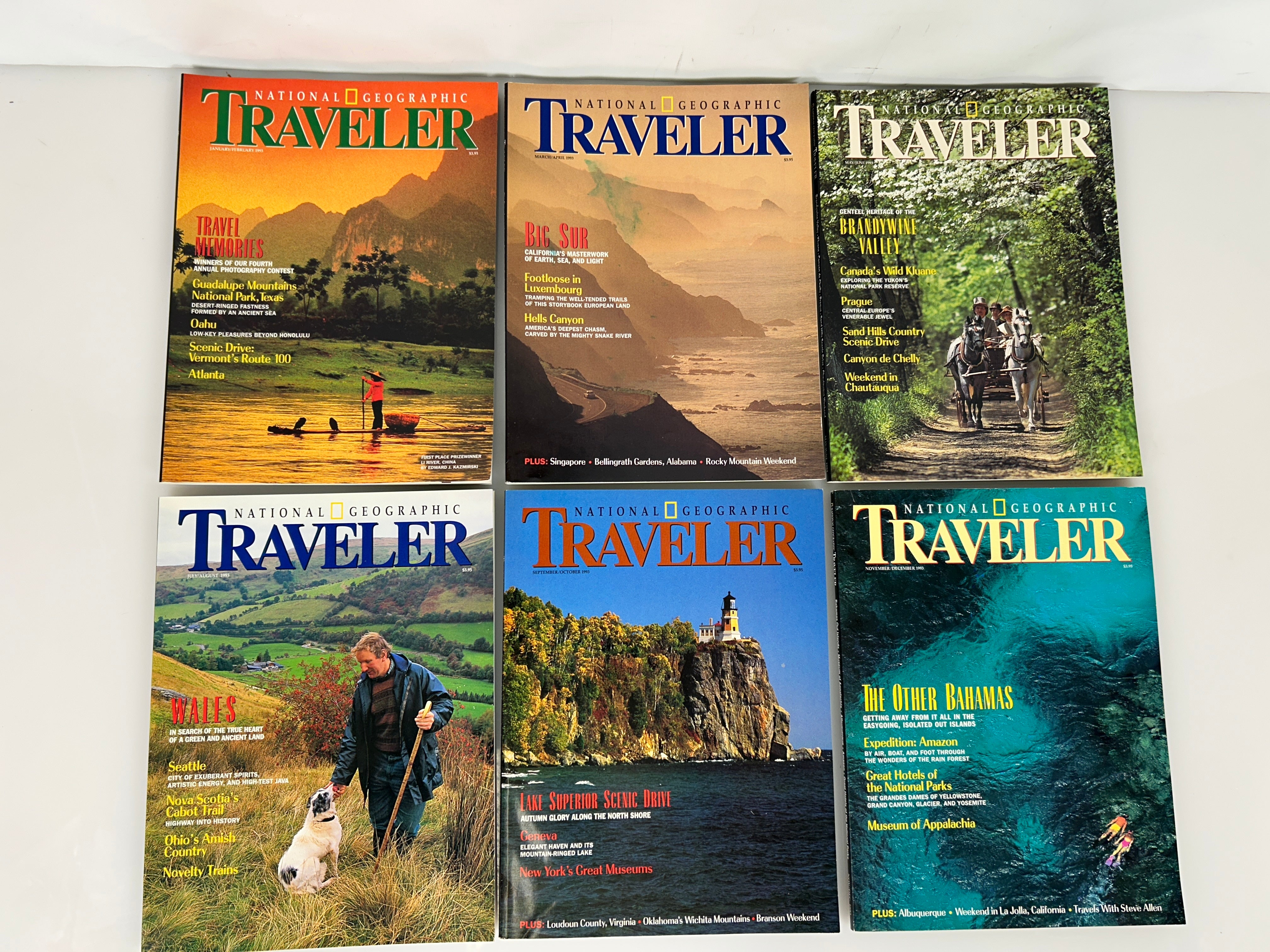 National Geographic Traveler Adventure Magazine 1993 FULL YEAR