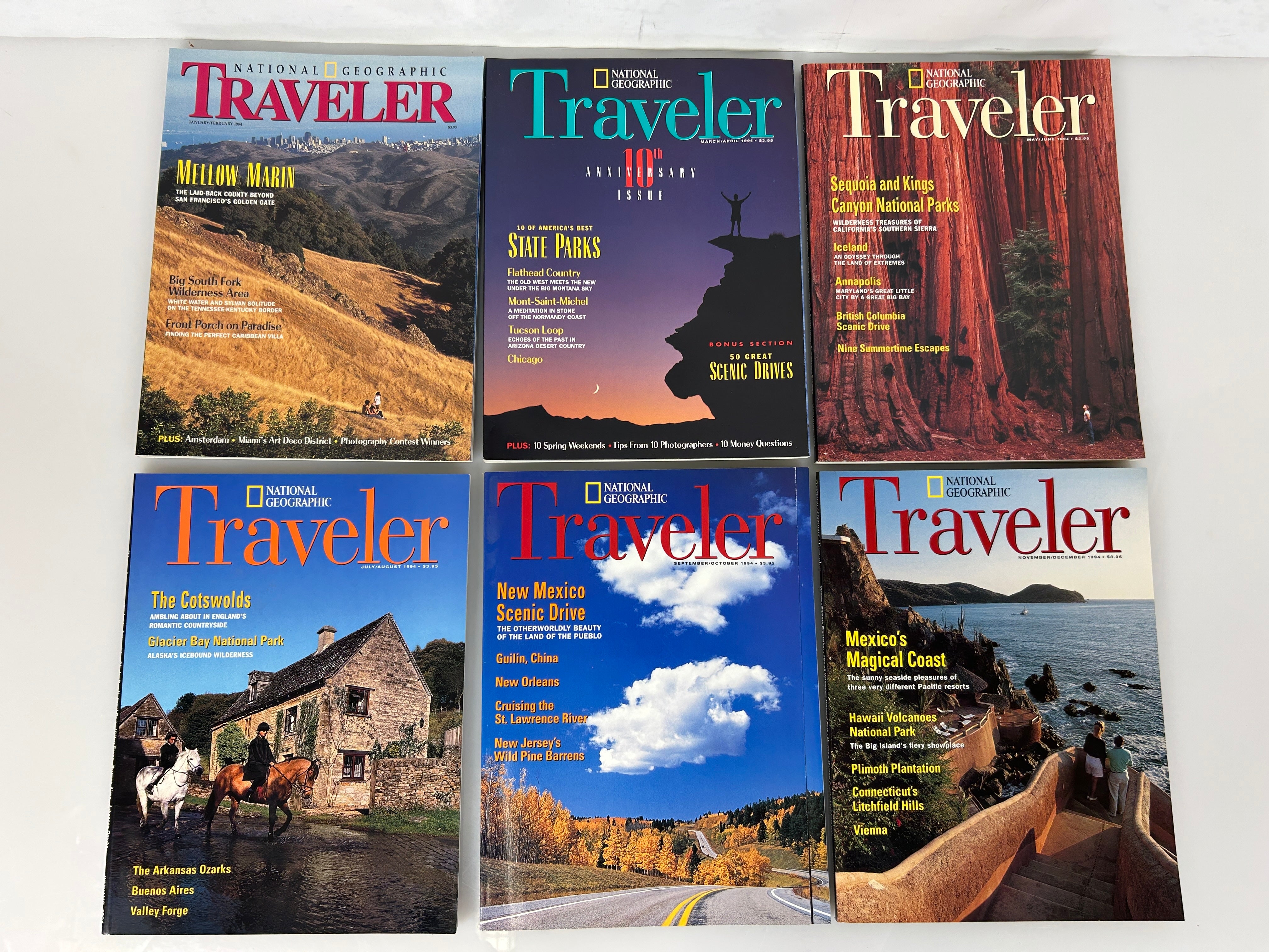 National Geographic Traveler Adventure Magazine 1994 FULL YEAR