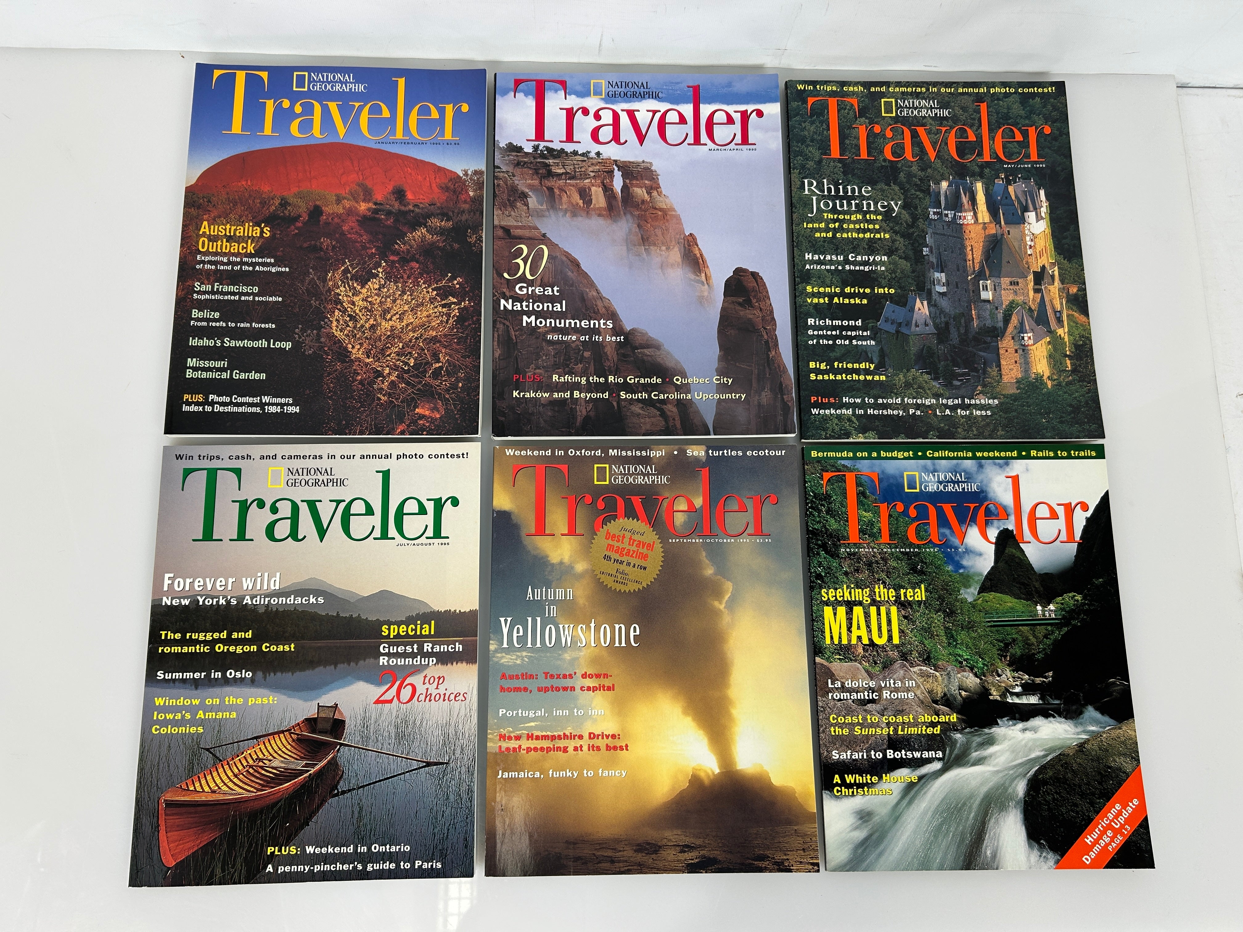 National Geographic Traveler Adventure Magazine 1995 FULL YEAR