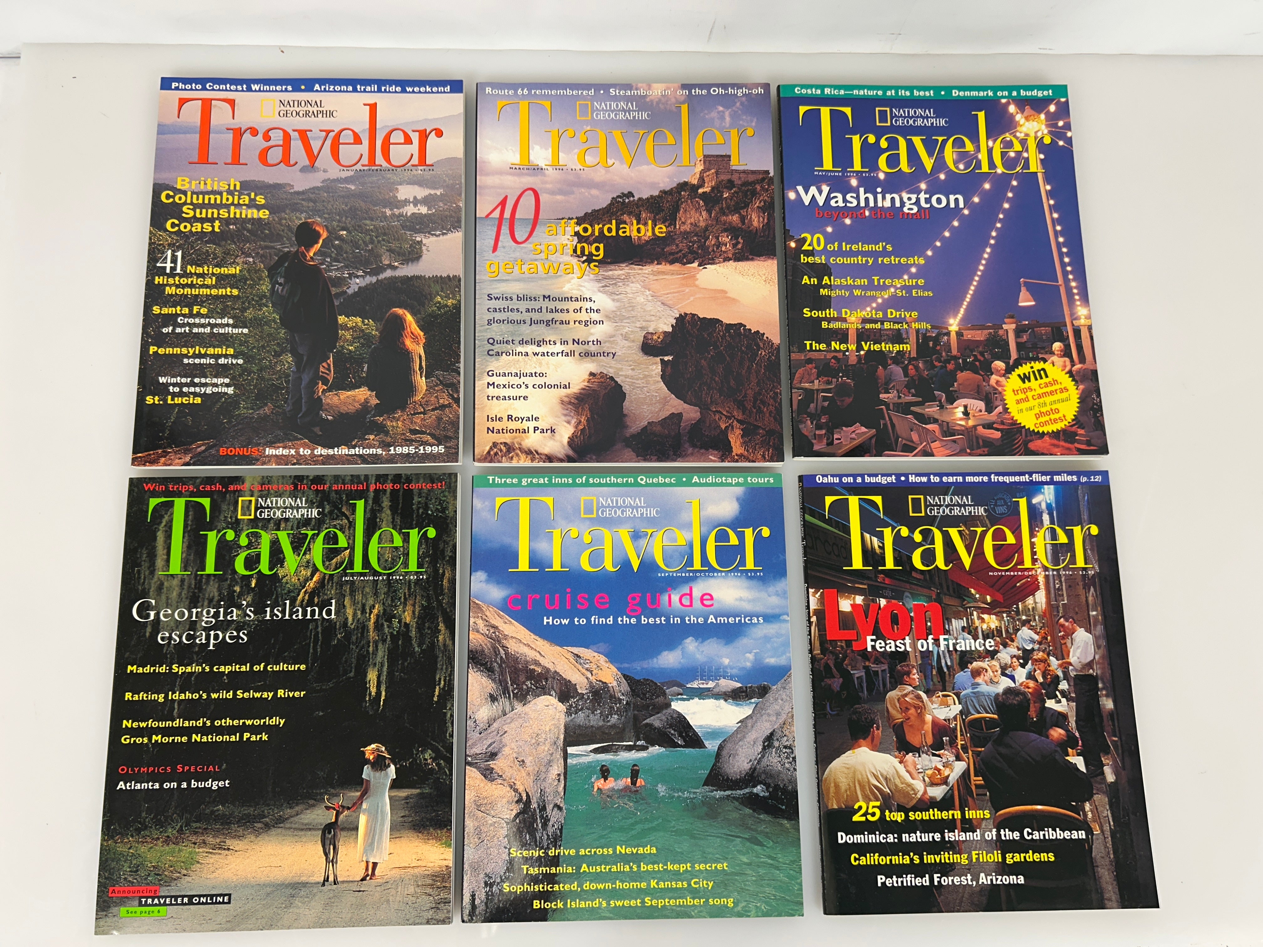 National Geographic Traveler Adventure Magazine 1996 FULL YEAR