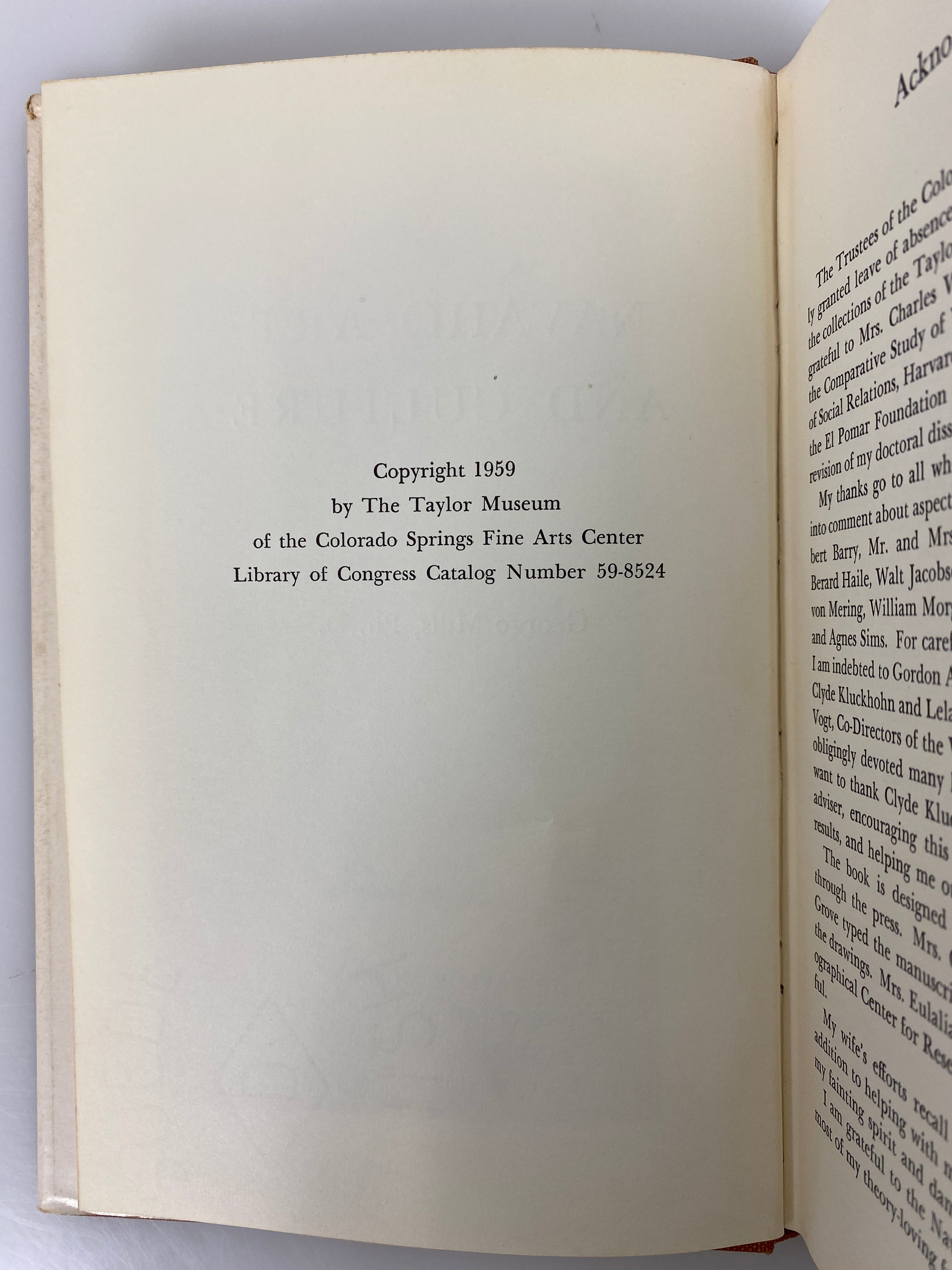 Navaho Art and Culture by George Mills 1959 Taylor Museum Vintage HC DJ