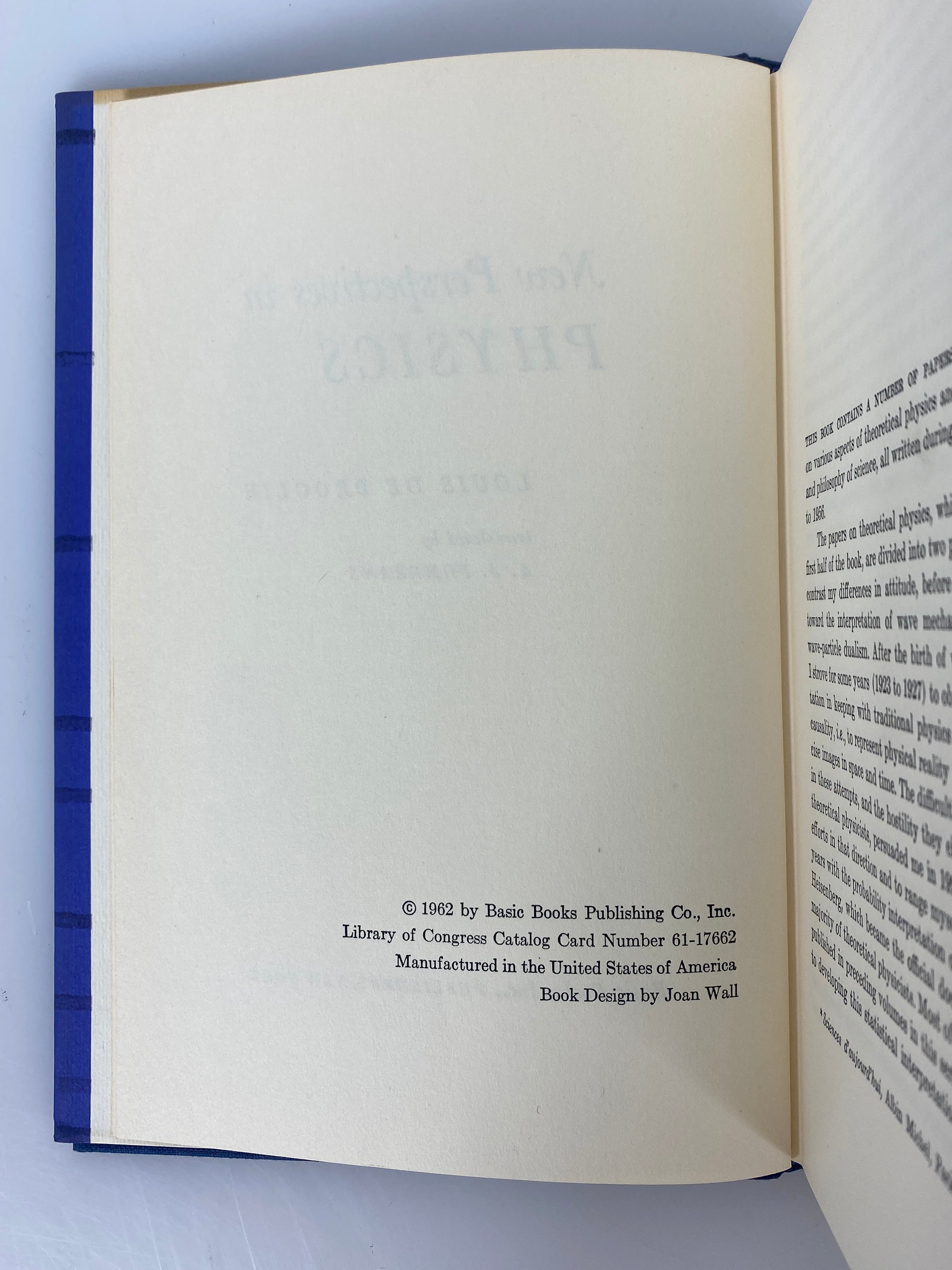 New Perspectives in Physics by Louis de Broglie 1962 HC DJ
