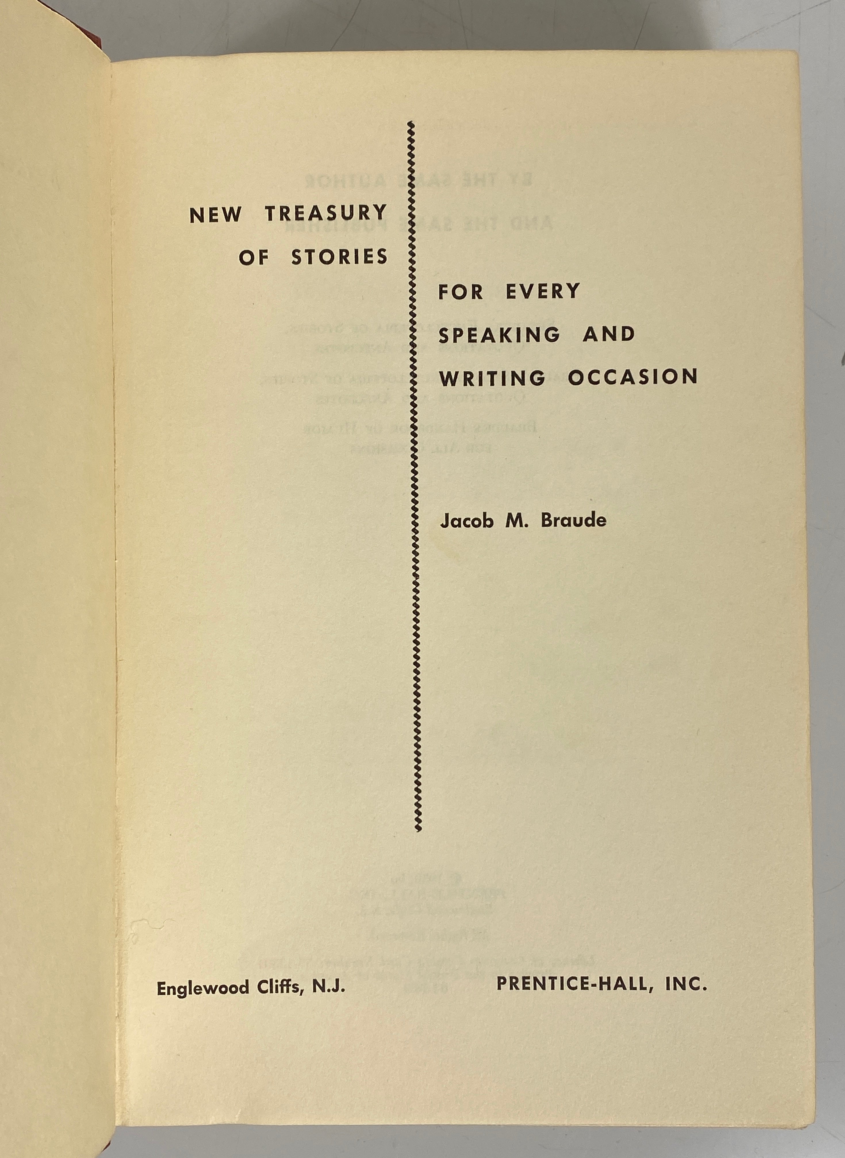New Treasury of Stories for Every Speaking/Writing Occasion Braude 1st Print HC