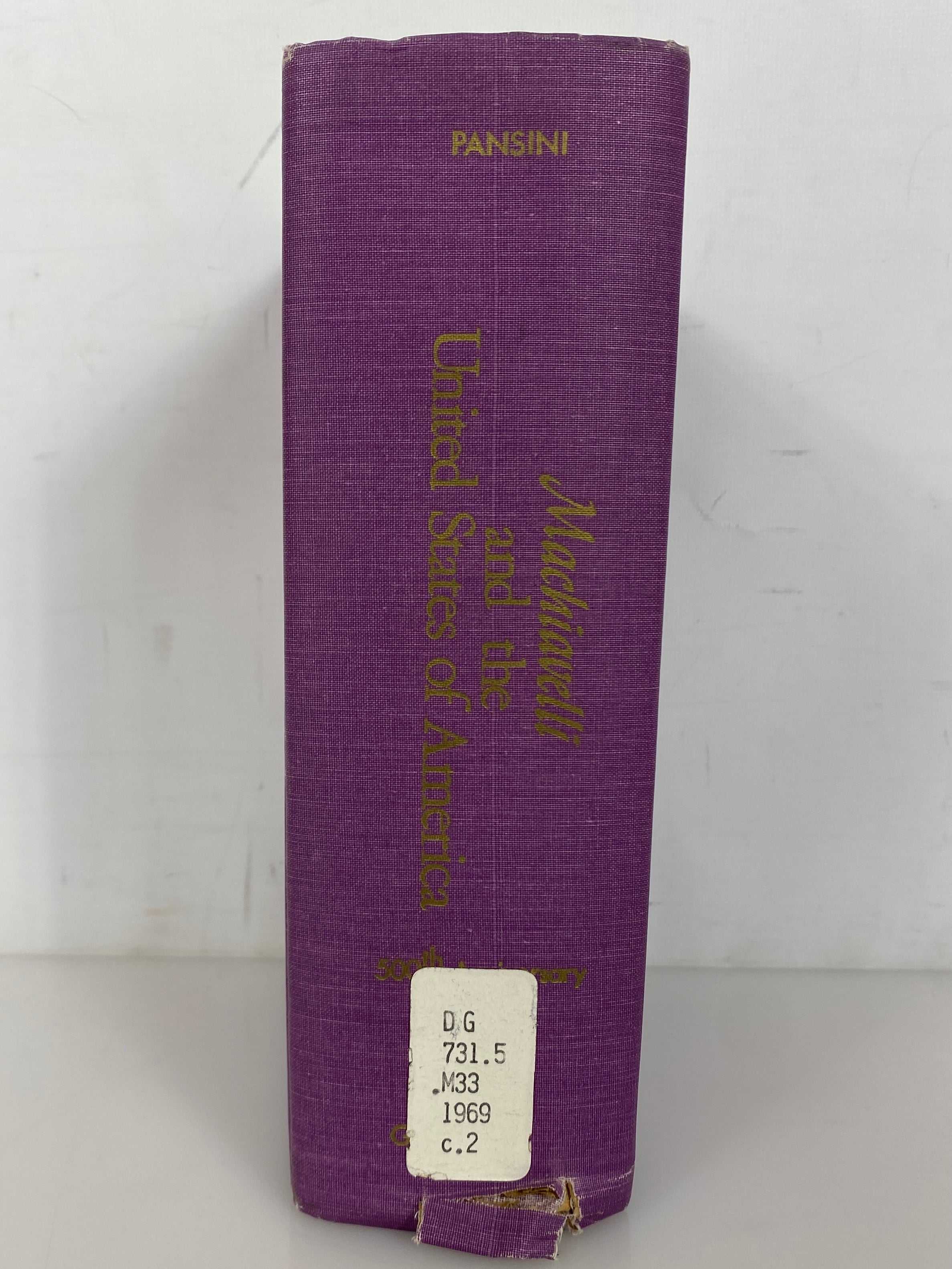 Niccolo Machiavelli and the USA by Anthony Pansini 1969 Ex-Library HC