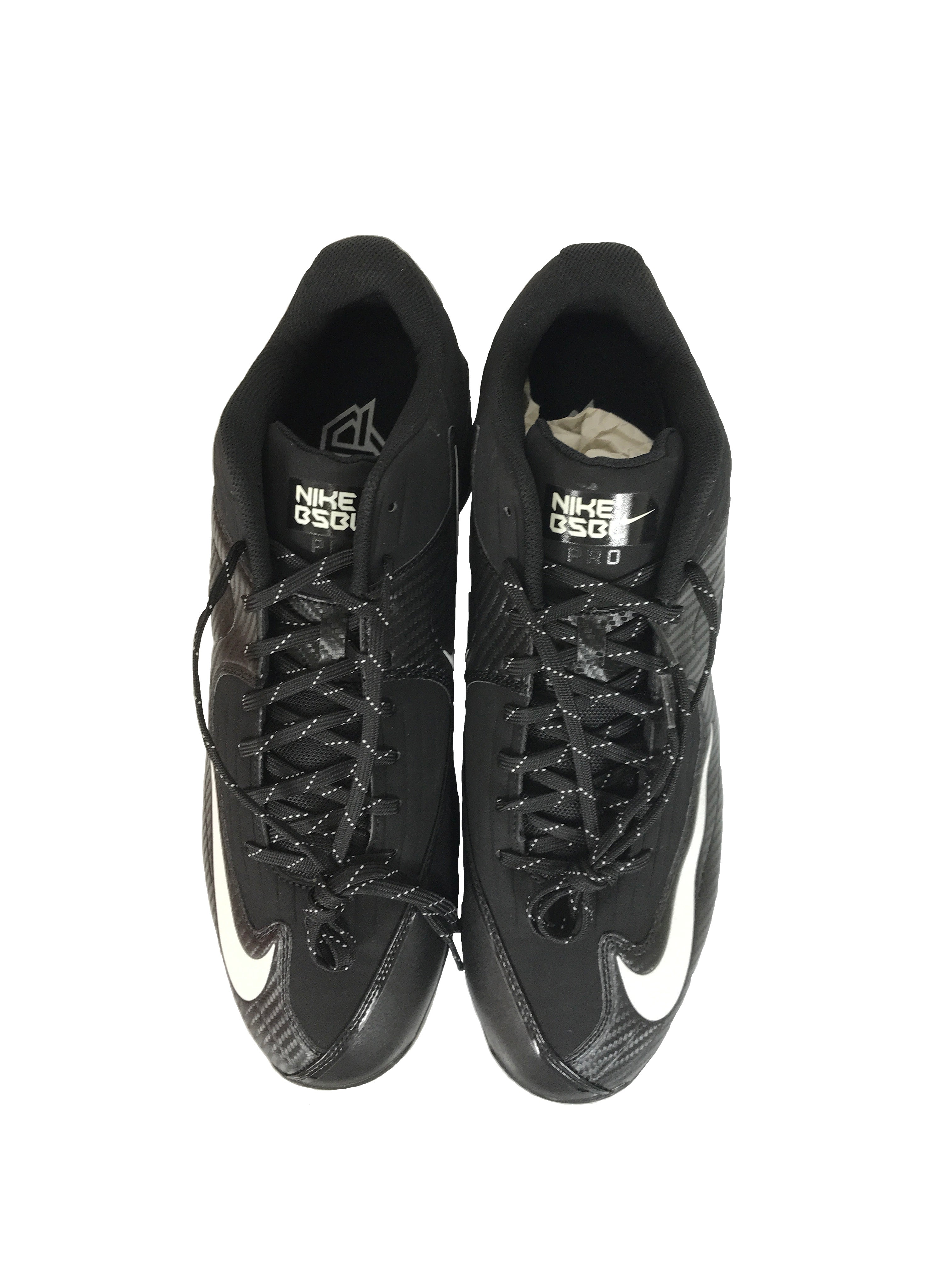 Nike Air MVP Pro Metal 2 Black and White Baseball Cleats Men's Size 16