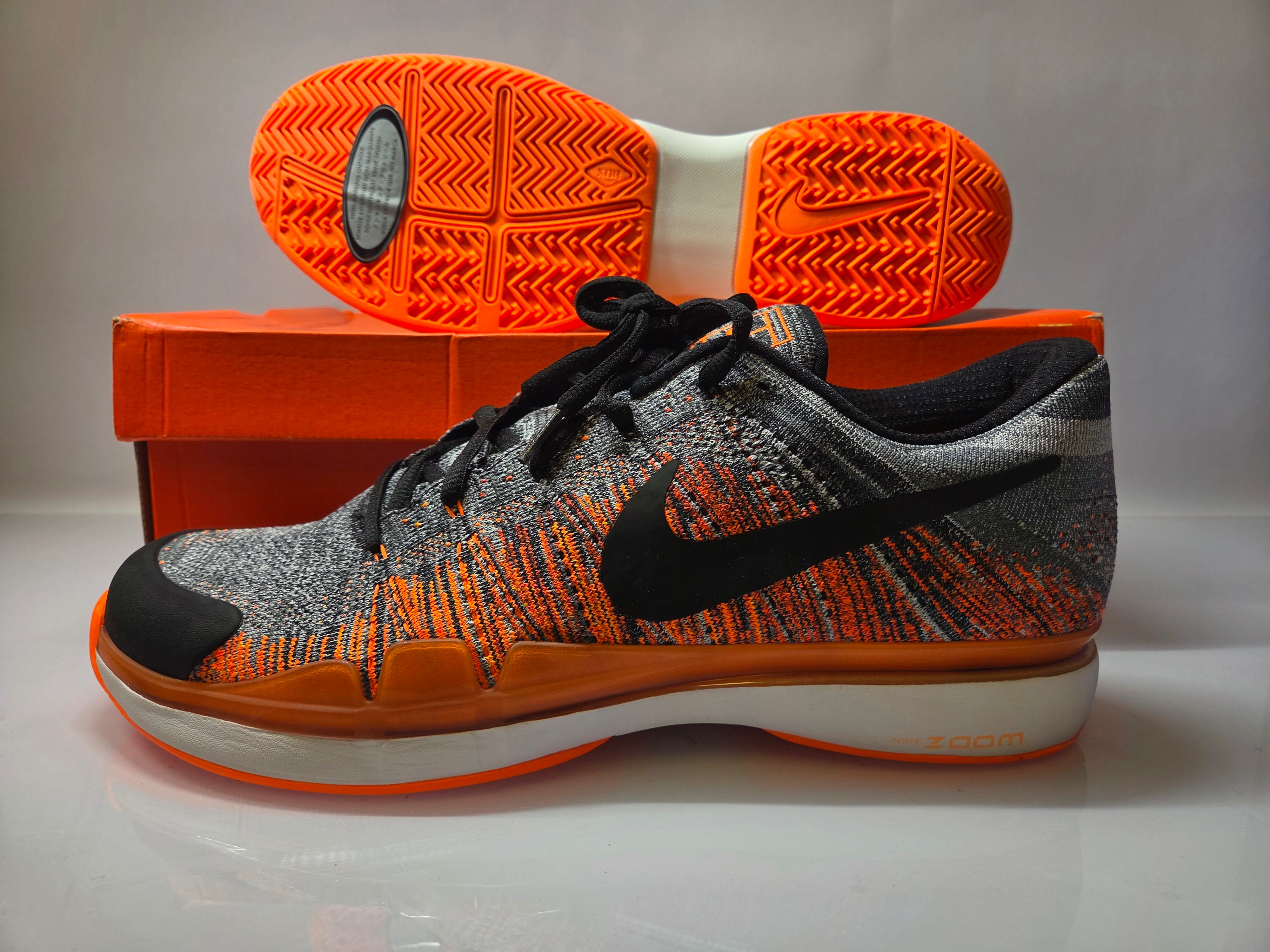 Nike Dark Grey Tart Zoom Vapor Flyknit Tennis Shoes Men's Size 14