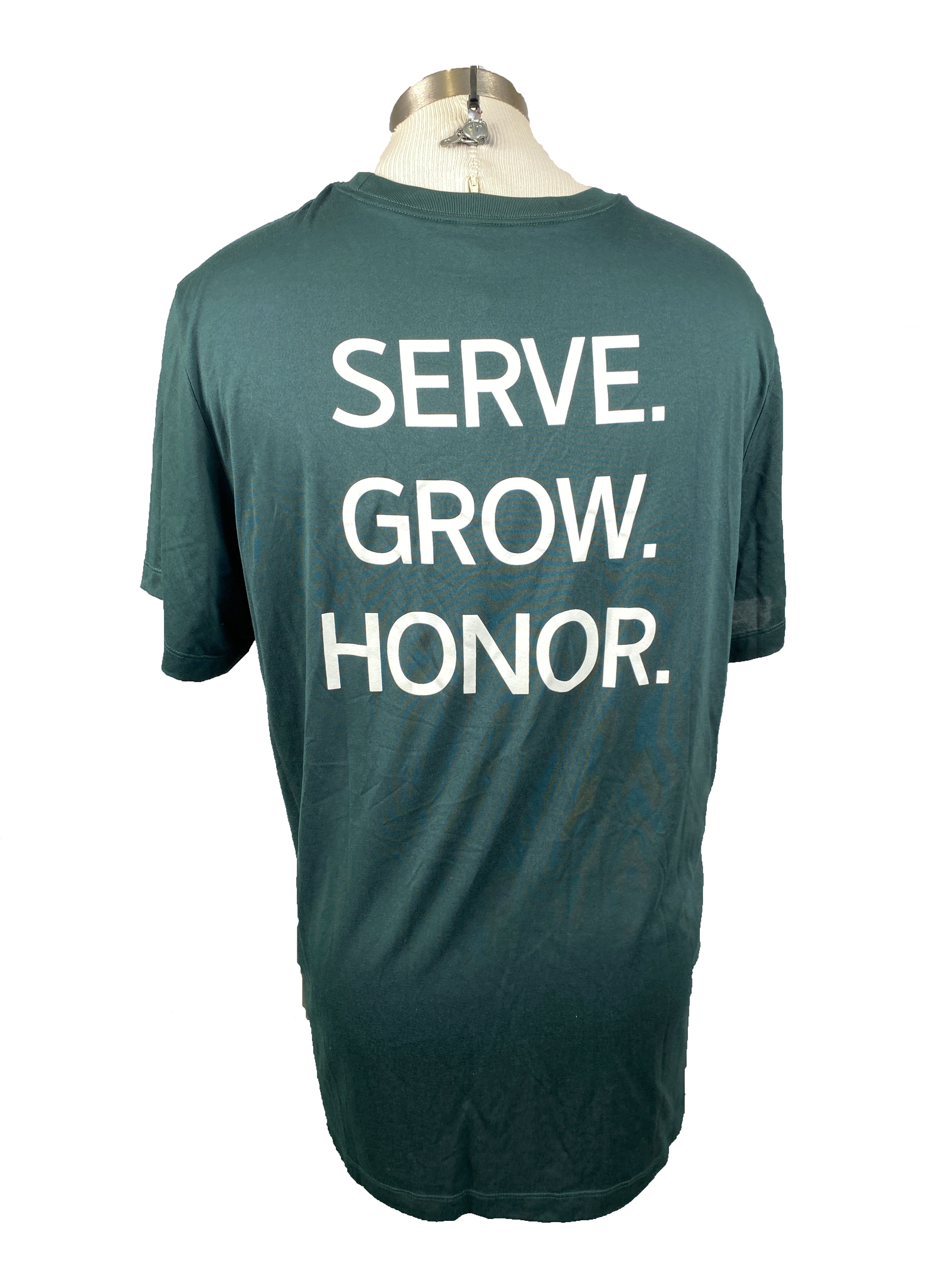 Nike Dri-Fit Green "SERVE GROW HONOR" Short Sleeve Shirt Men's Size S