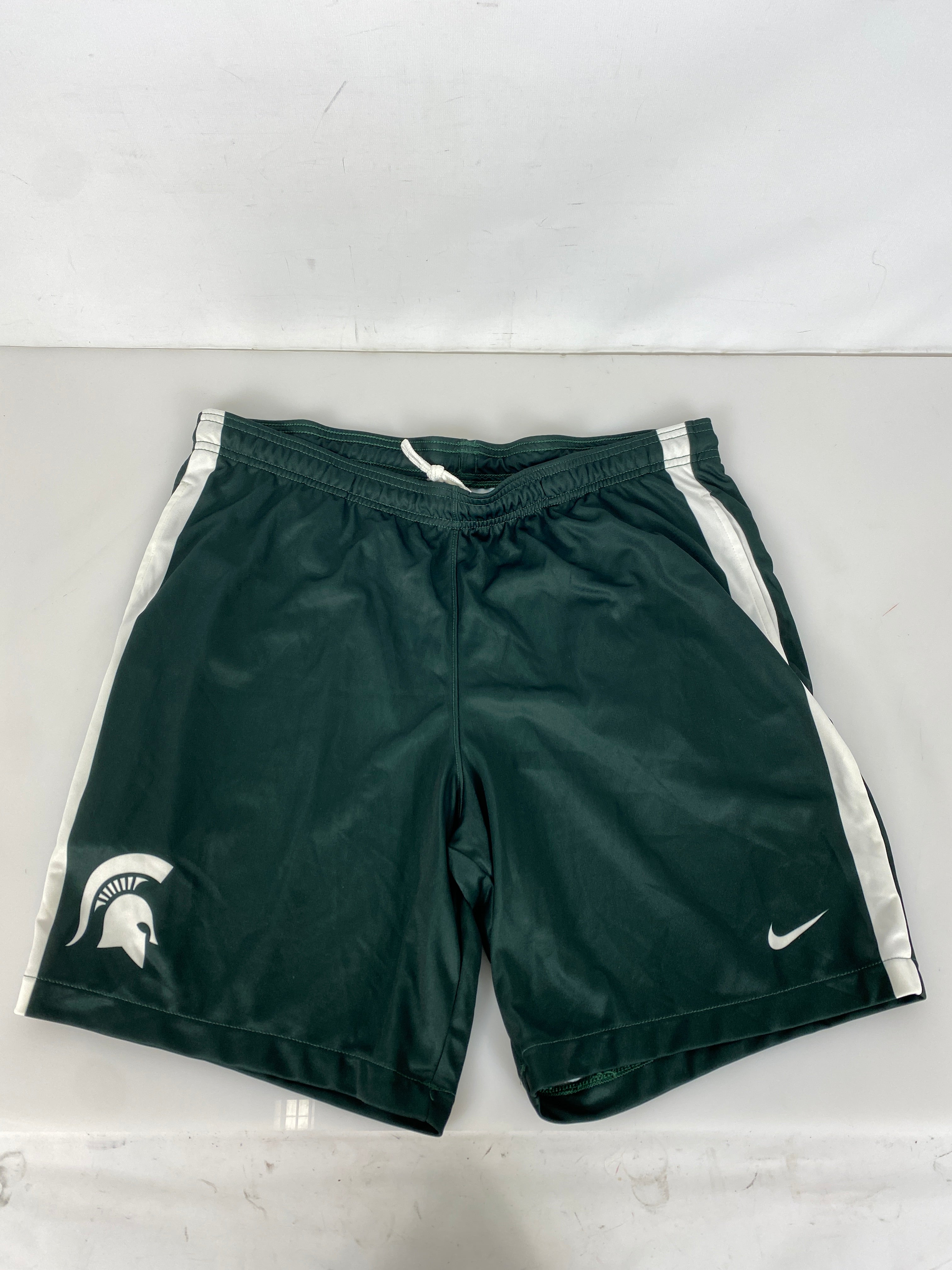 Nike Green and White Michigan State Workout Shorts Size L