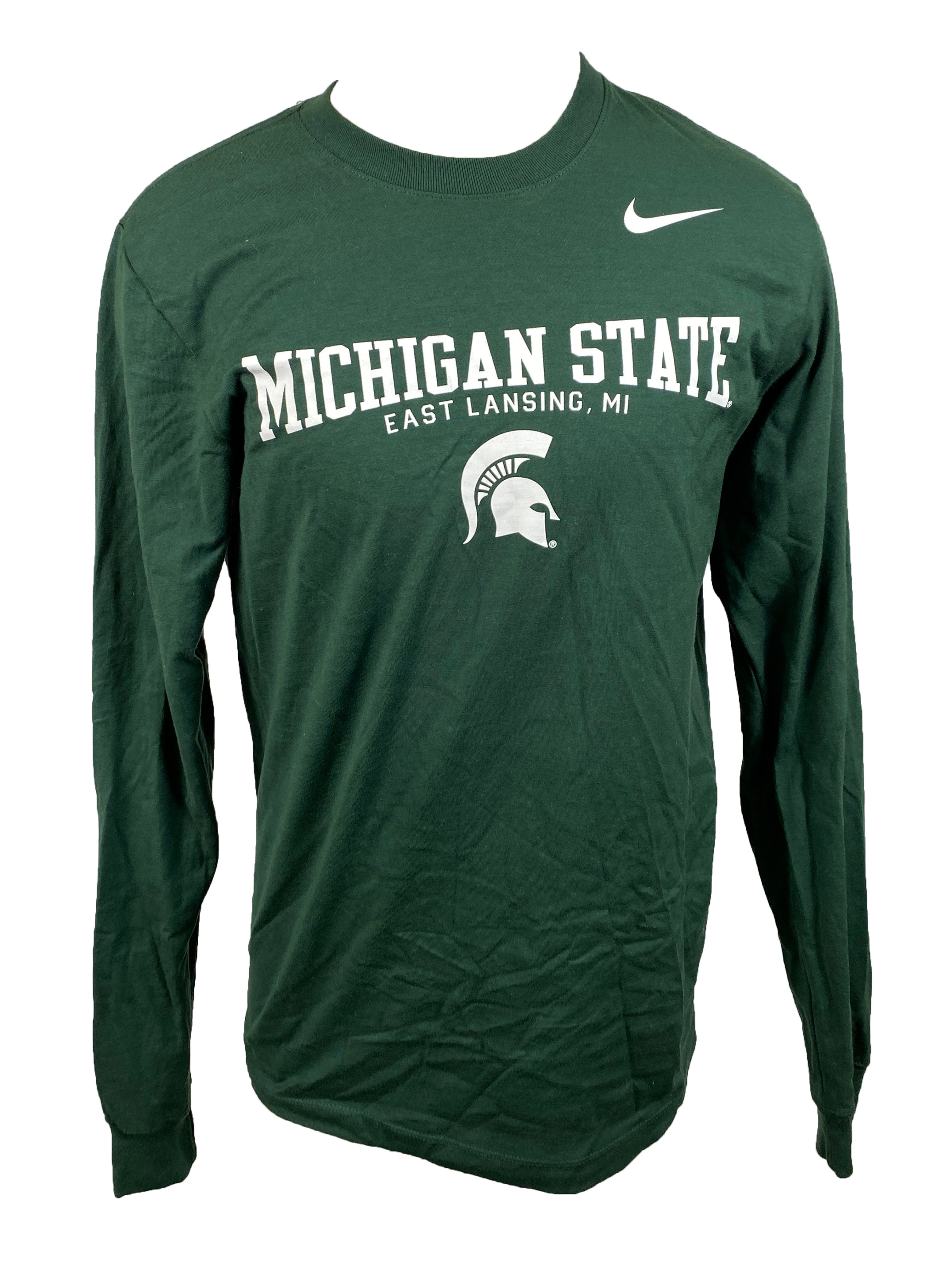 Nike Green Michigan State Long Sleeve T-Shirt Unisex Size Small