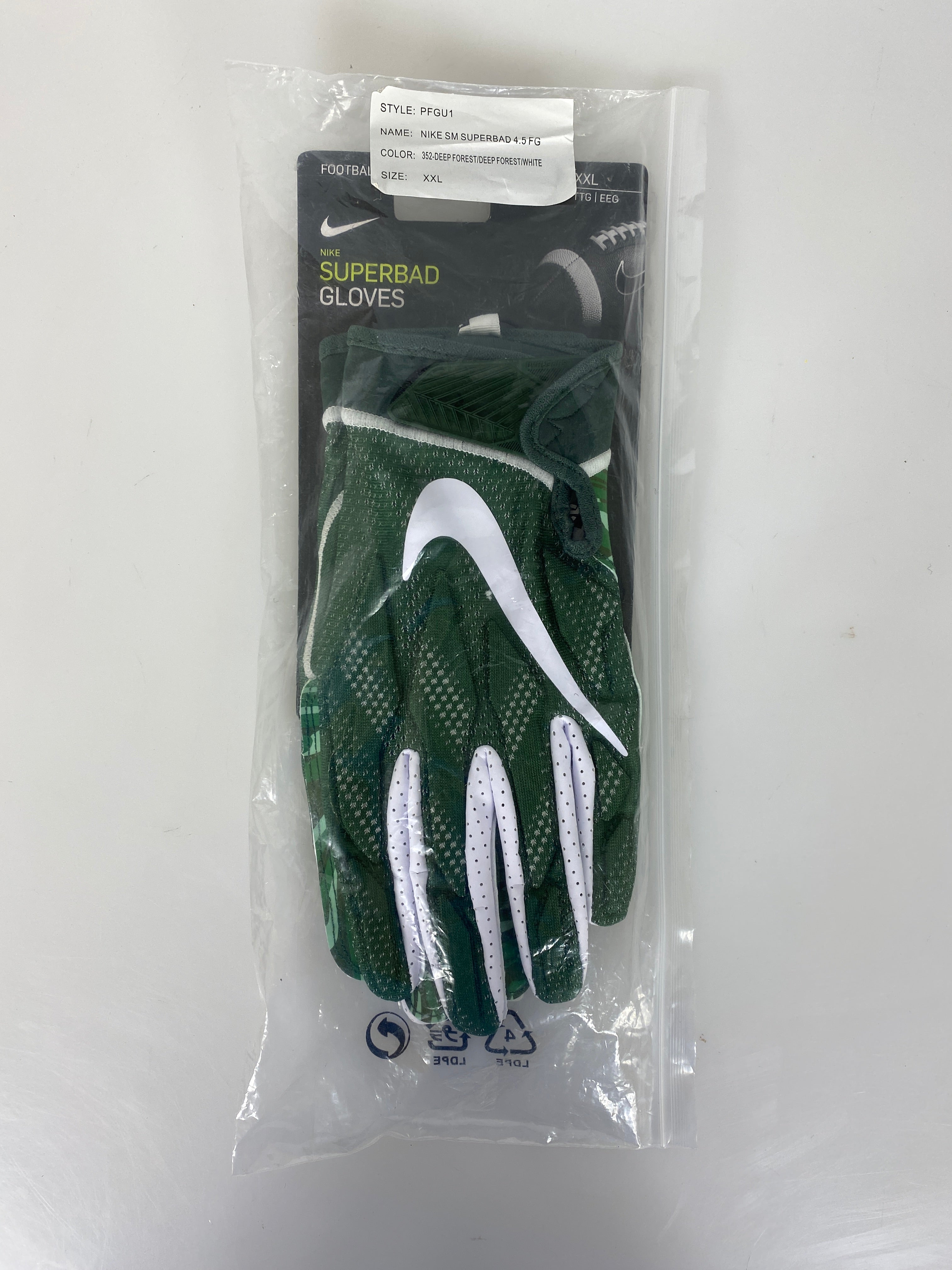 Nike Green Patterned Superbad Gloves Unisex Size 2XL