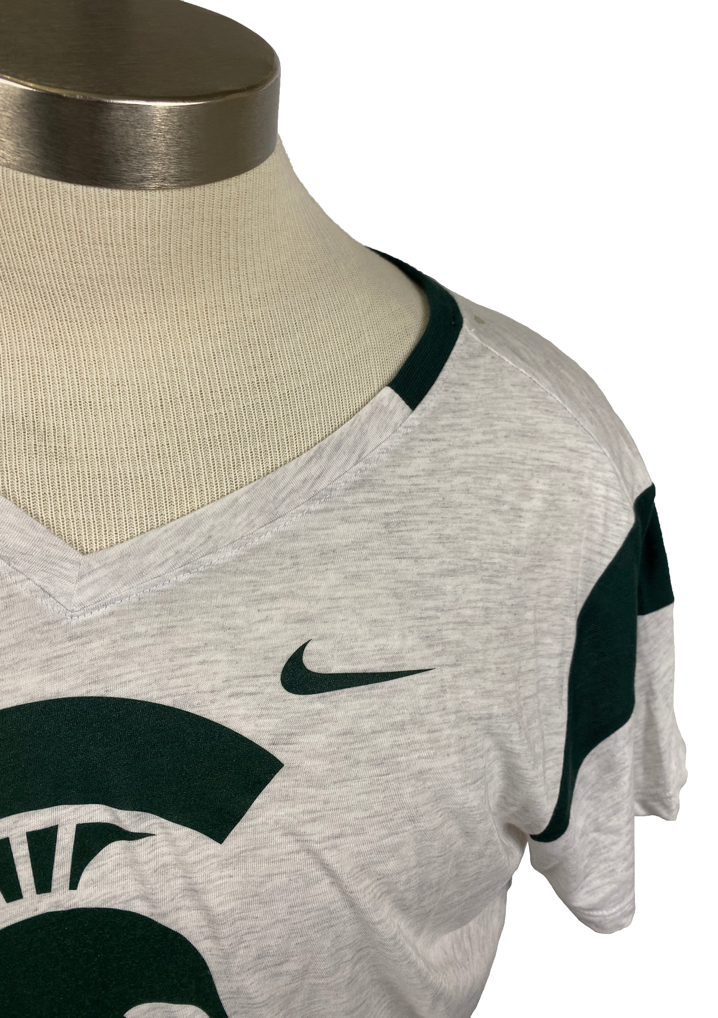 Nike Michigan State University White V-Neck T-Shirt Women's Size L