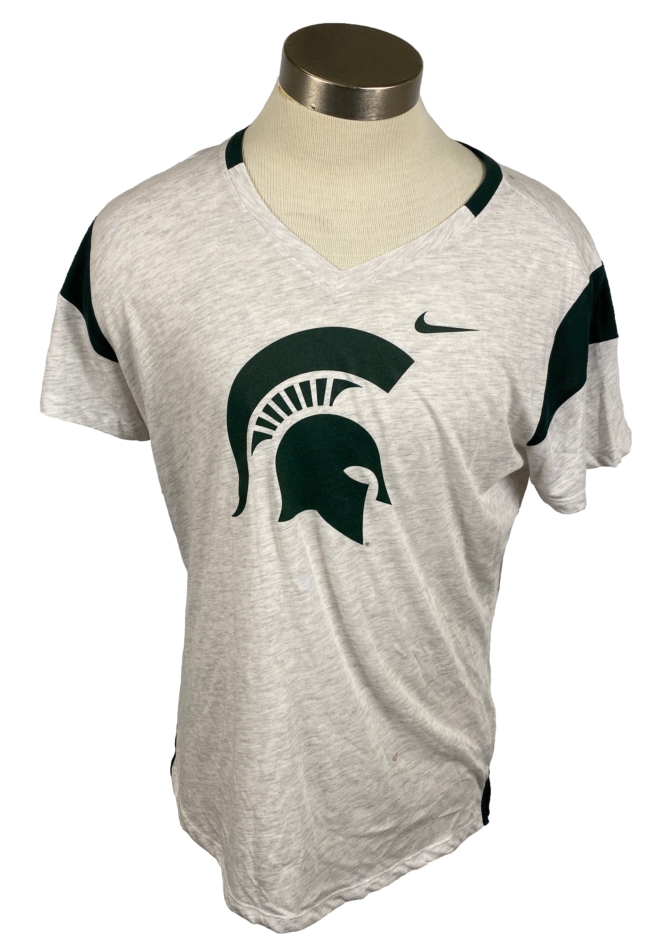 Nike Michigan State University White V-Neck T-Shirt Women's Size L